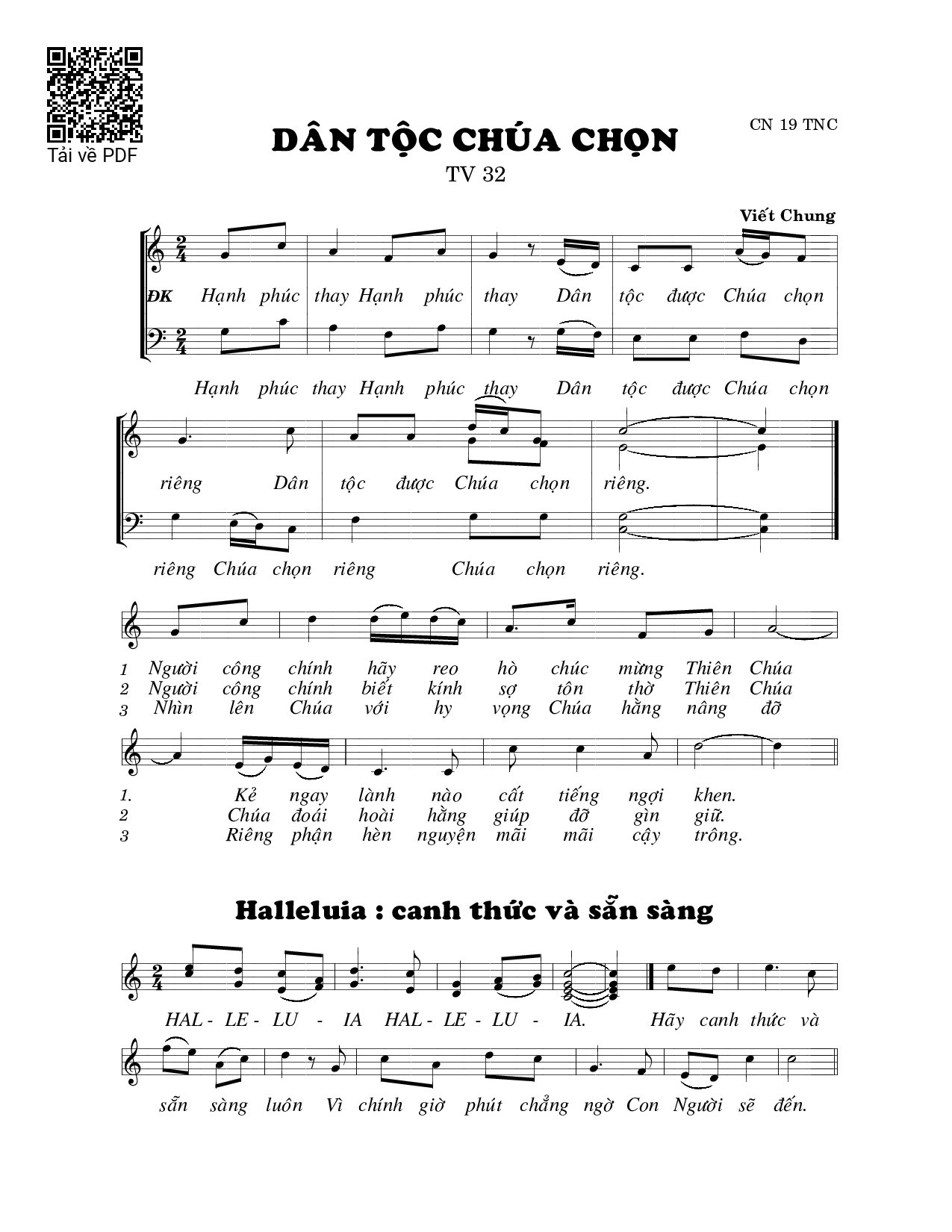 Sheet PDF of Dân tộc Chúa chọn (Thánh Vịnh 32)
