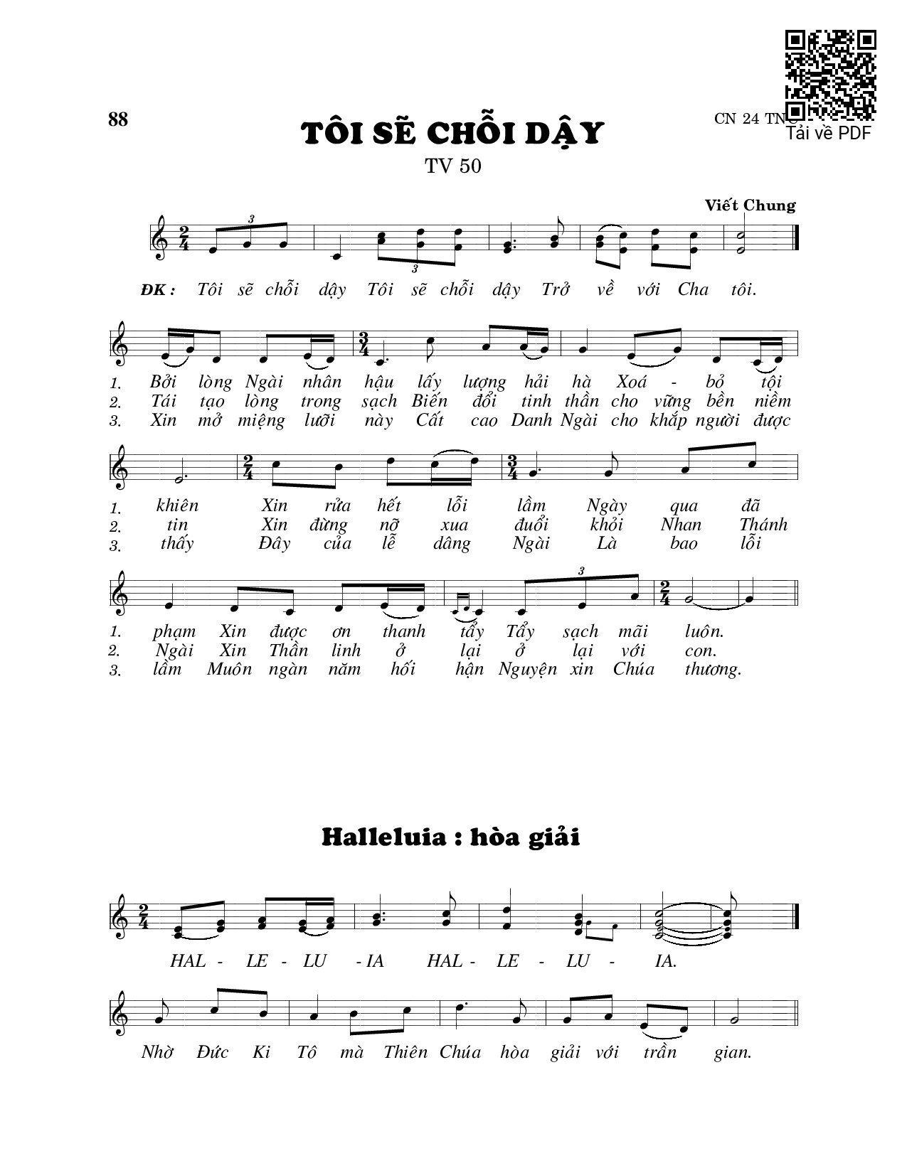 Page 1 of Sheet music PDF Tôi sẽ chỗi dậy (Thánh Vịnh 50) - Viết Chung
