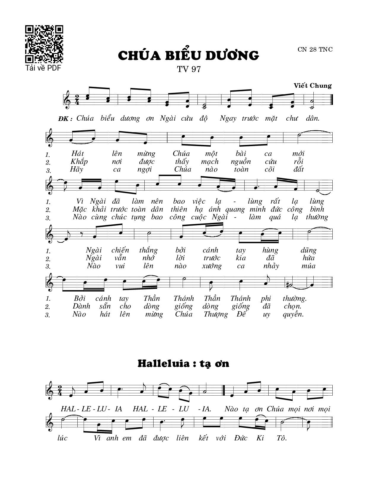 Sheet PDF of Chúa biểu dương (Thánh Vịnh 97)