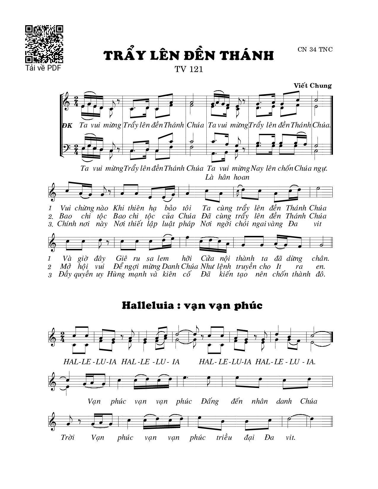 Page 1 of Sheet music PDF Trẩy lên đền thánh (Thánh Vịnh 121) - Viết Chung