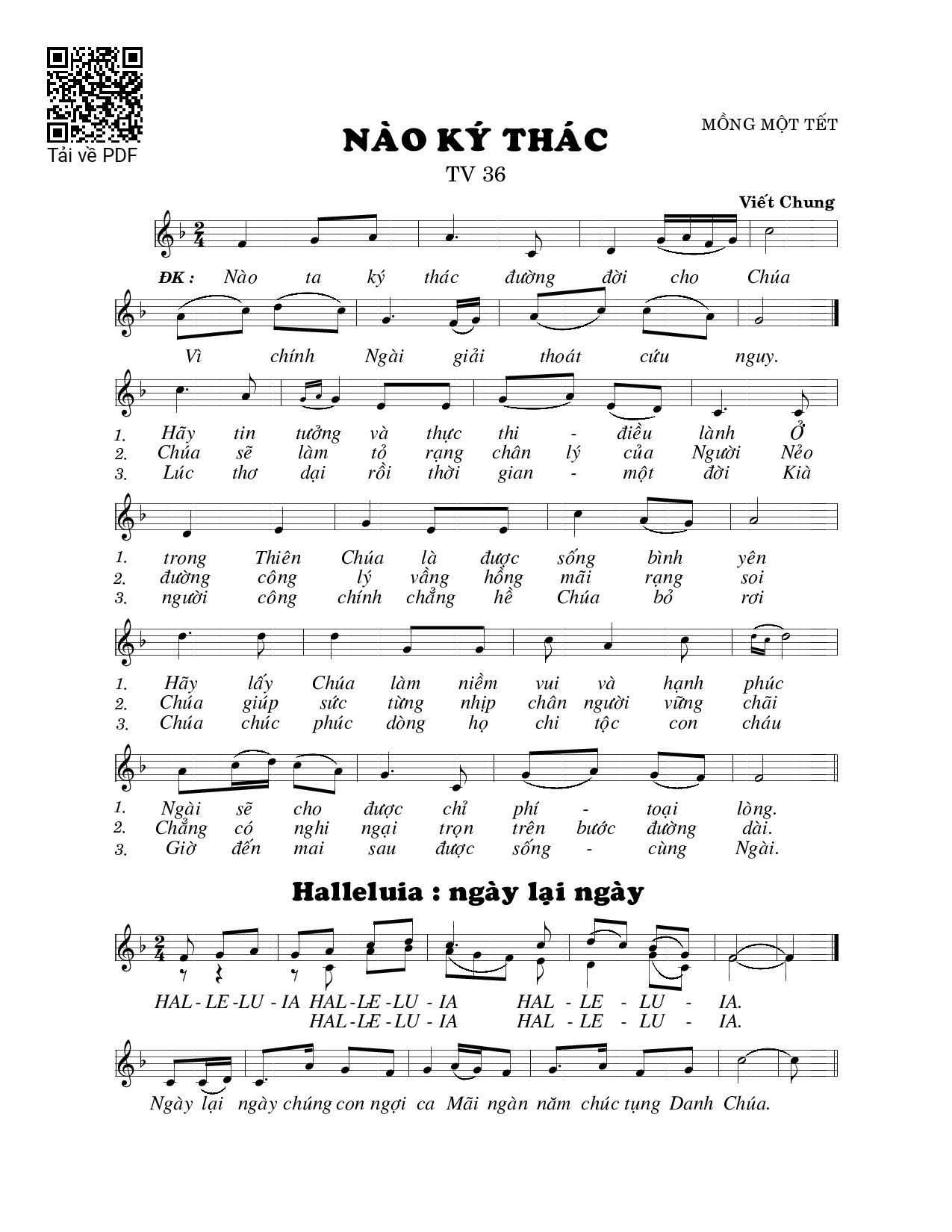 Page 1 of Sheet music PDF Nào ký thác (Thánh Vịnh 36) - Viết Chung