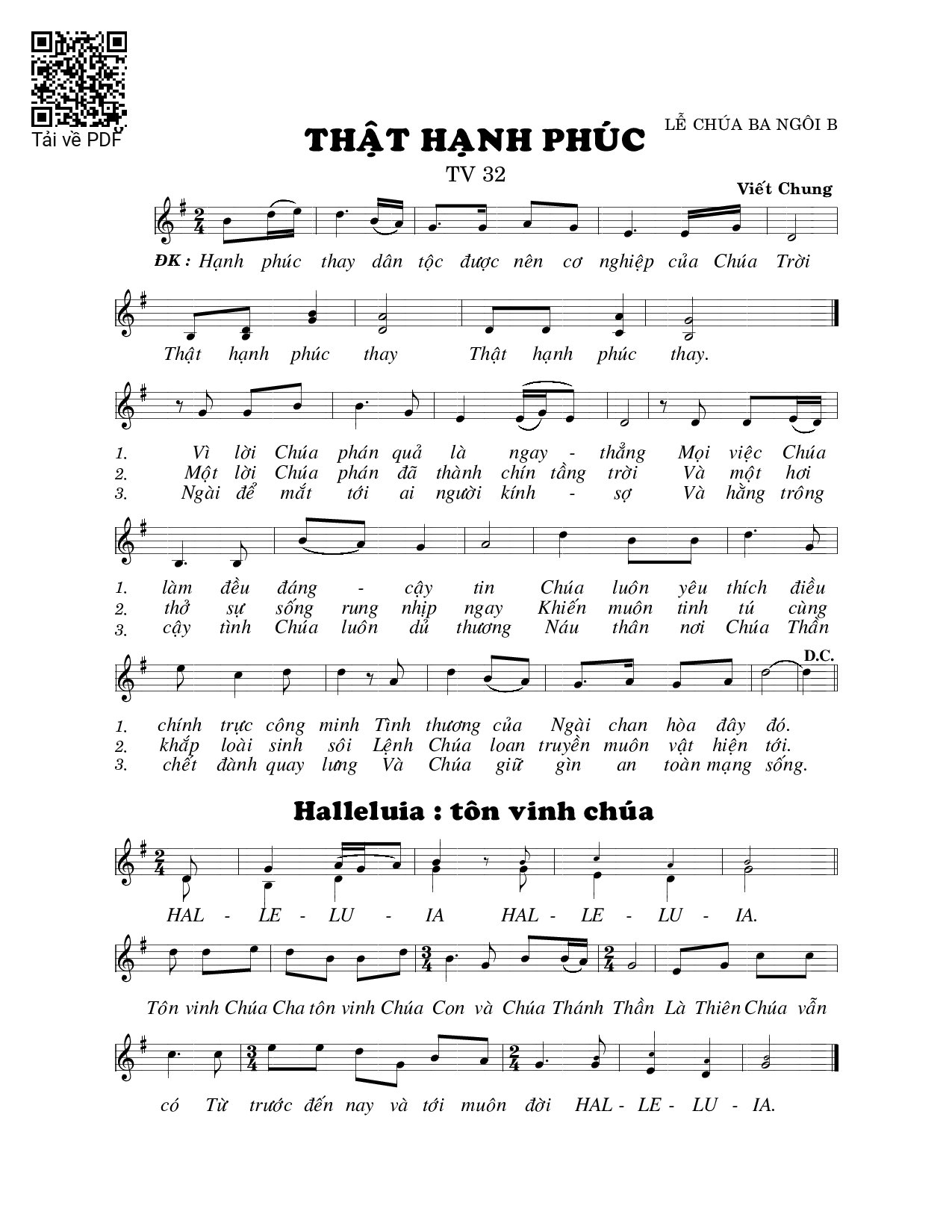 Page 1 of Sheet music PDF Thật hạnh phúc (Thánh Vịnh 32) - Viết Chung