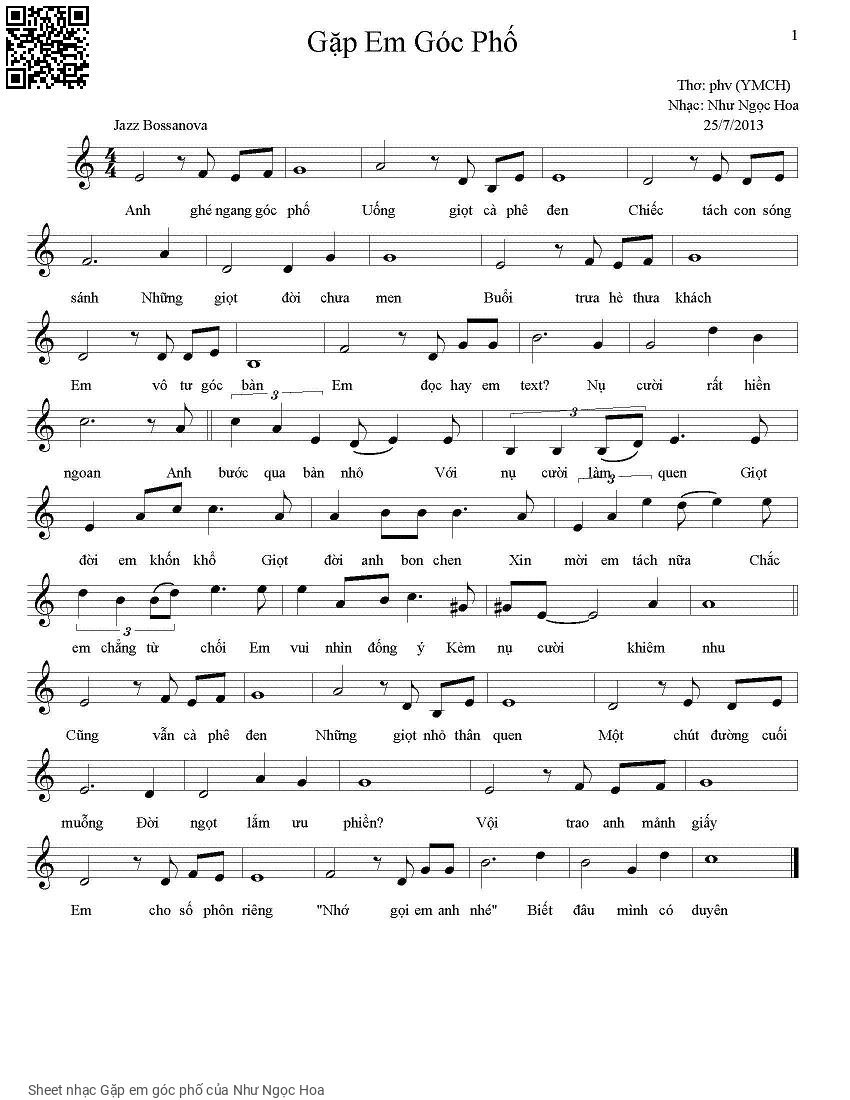 Sheet PDF of Gặp em góc phố