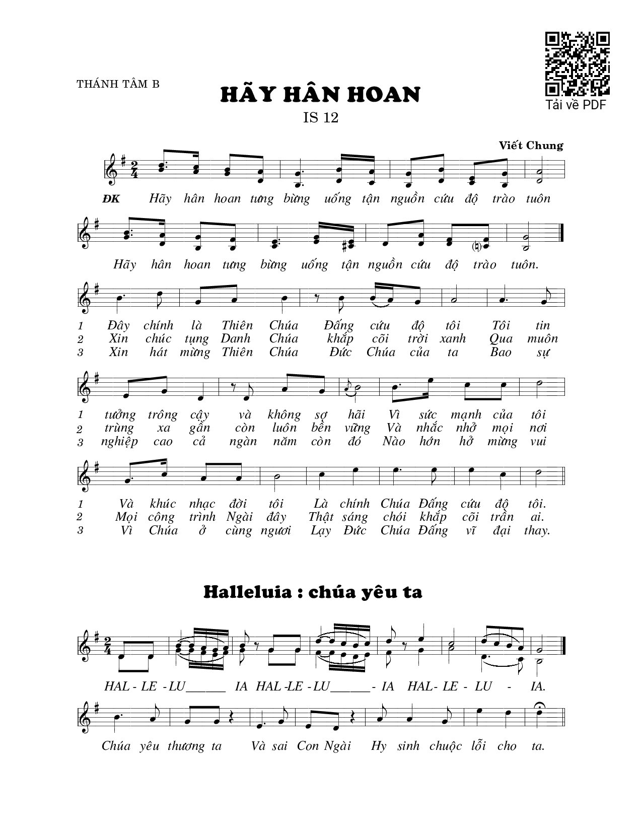 Sheet PDF of Hãy hân hoan (Is. 12)