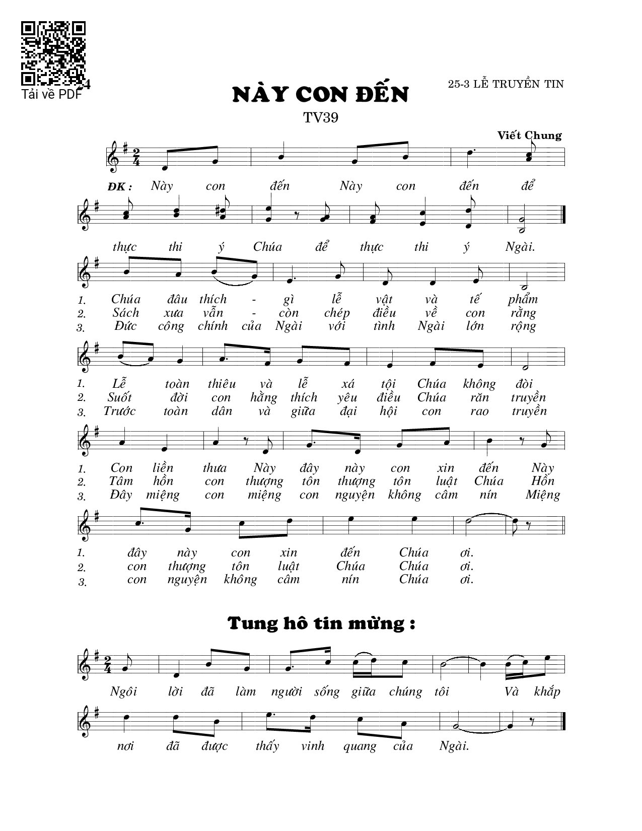 Page 1 of Sheet music PDF Này con đến (Thánh Vịnh 39) - Viết Chung