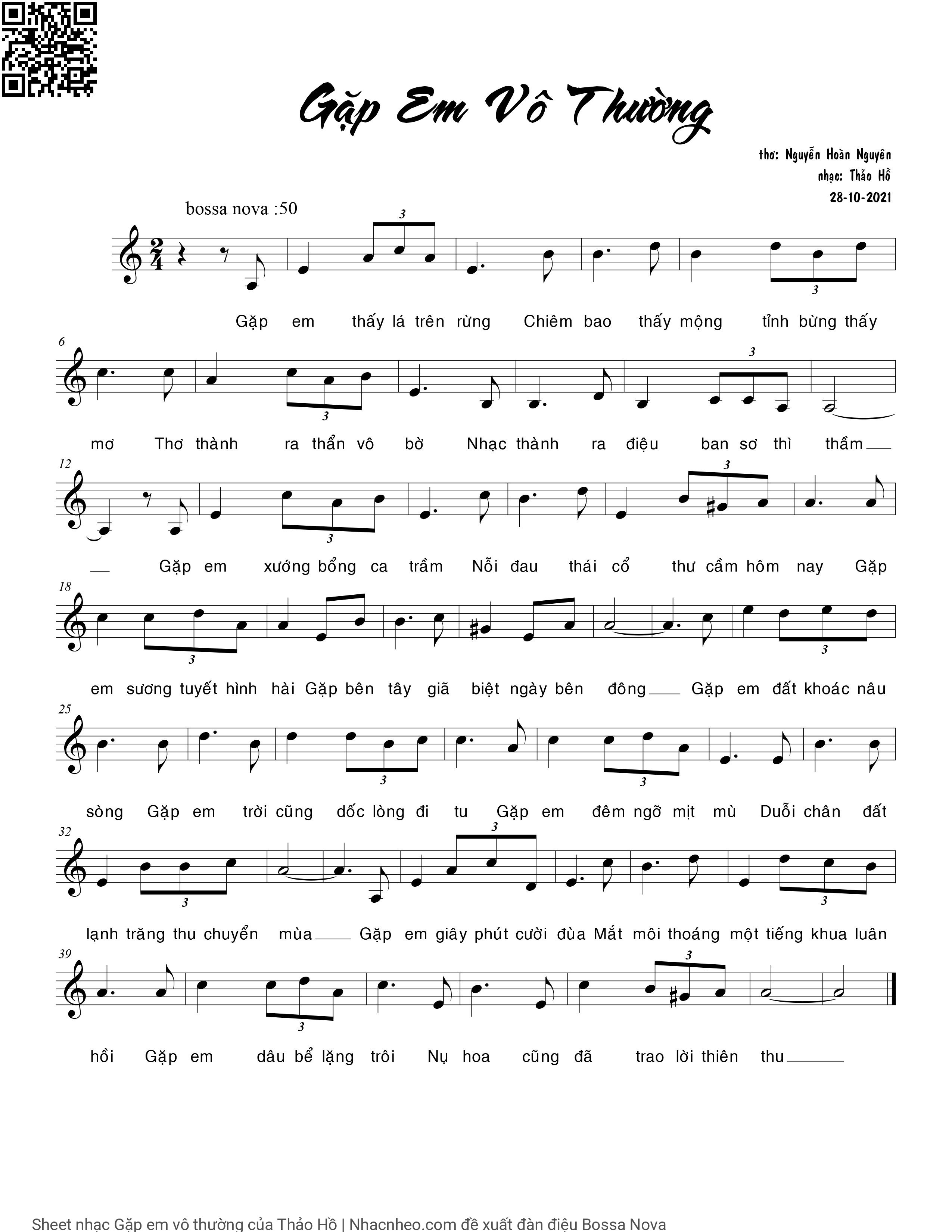 Sheet PDF of Gặp em vô thường