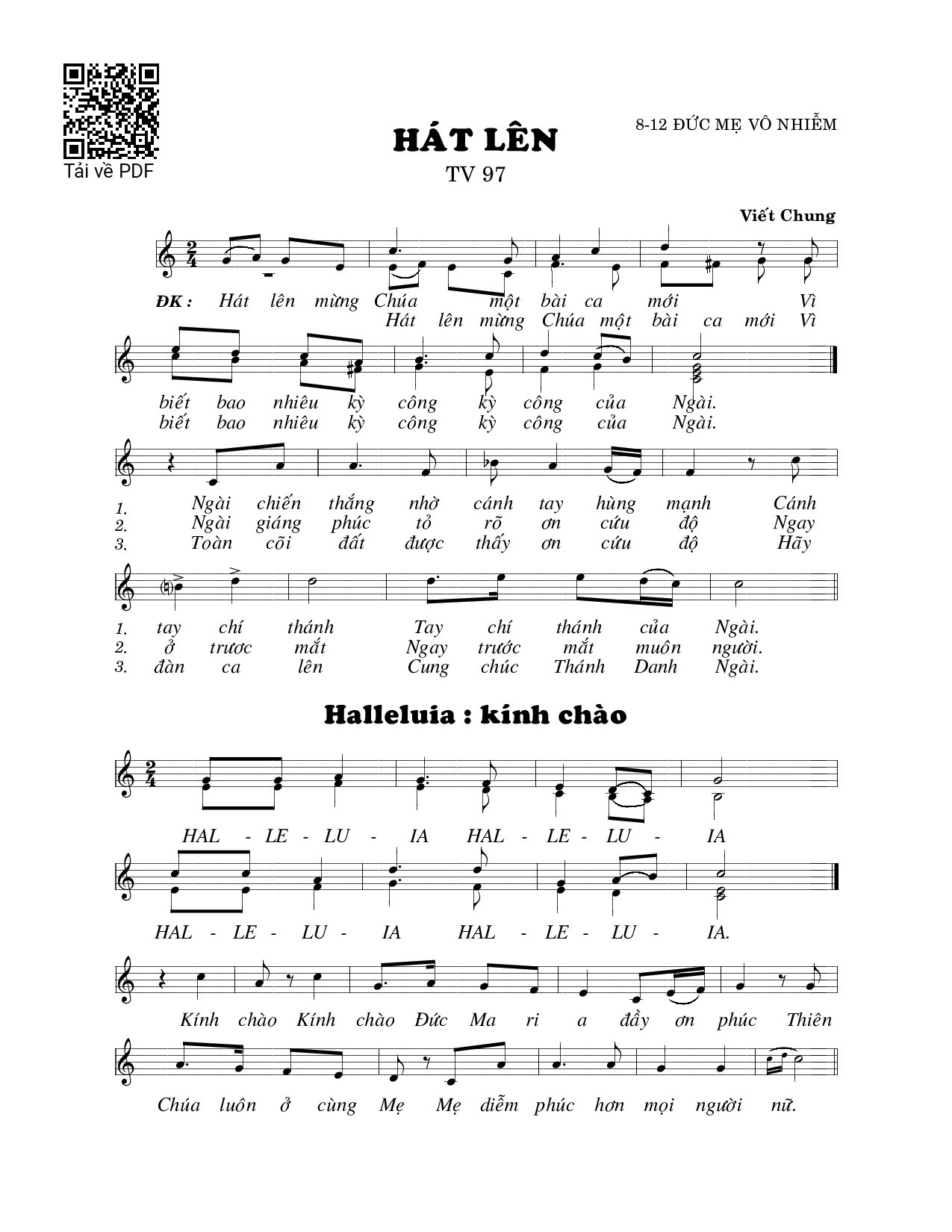 Page 1 of Sheet music PDF Hát lên (Thánh Vịnh 97) - Viết Chung