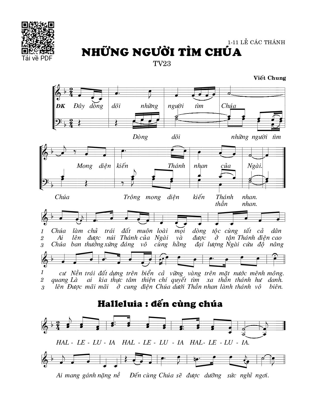 Page 1 of Sheet music PDF Những người tìm Chúa (Thánh Vịnh 23) - Viết Chung