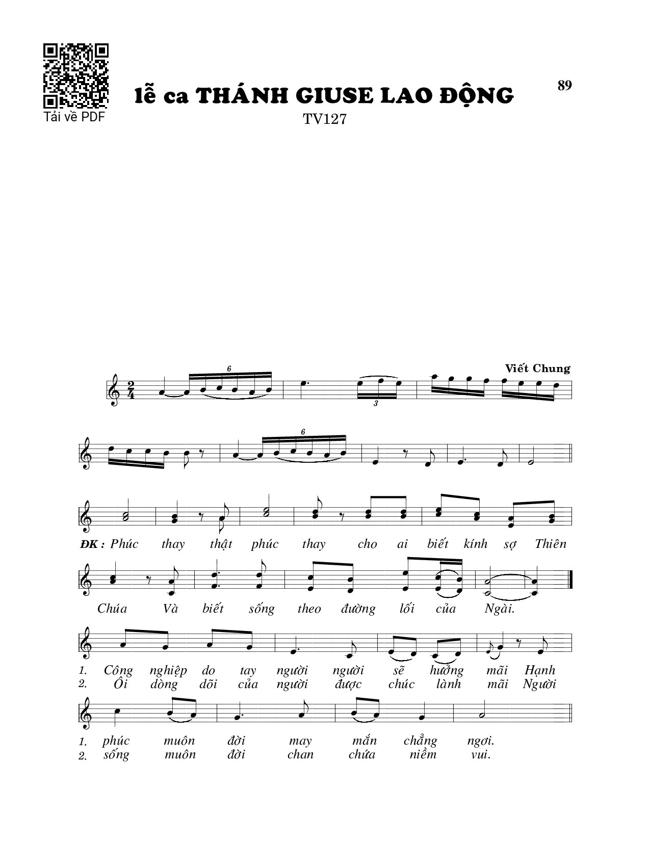 Page 1 of Sheet music PDF Thánh Vịnh 127 - Viết Chung