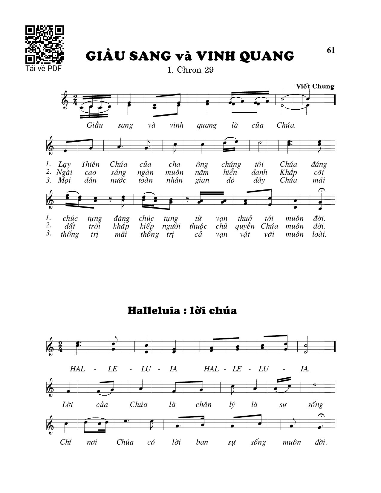 Page 1 of Sheet music PDF 1. Chron 29 - Viết Chung