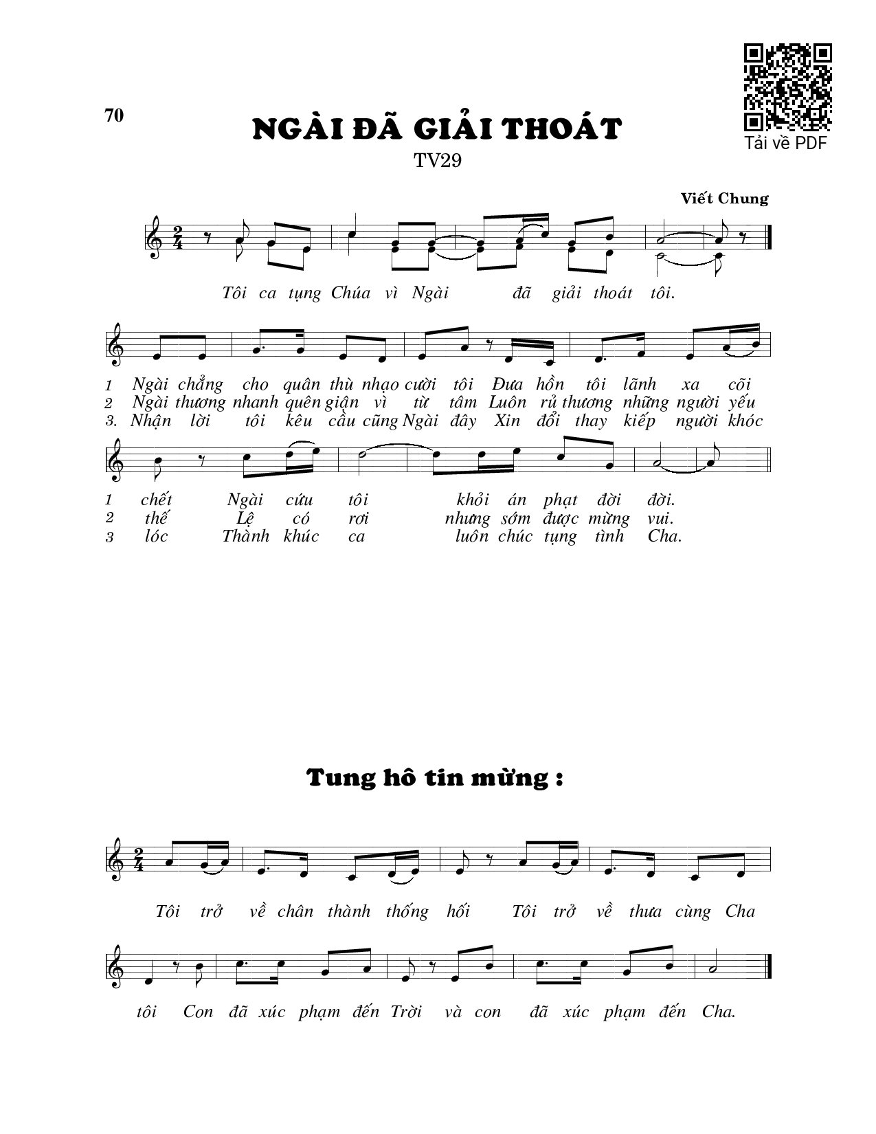 Sheet PDF of Ngài đã giải thoát