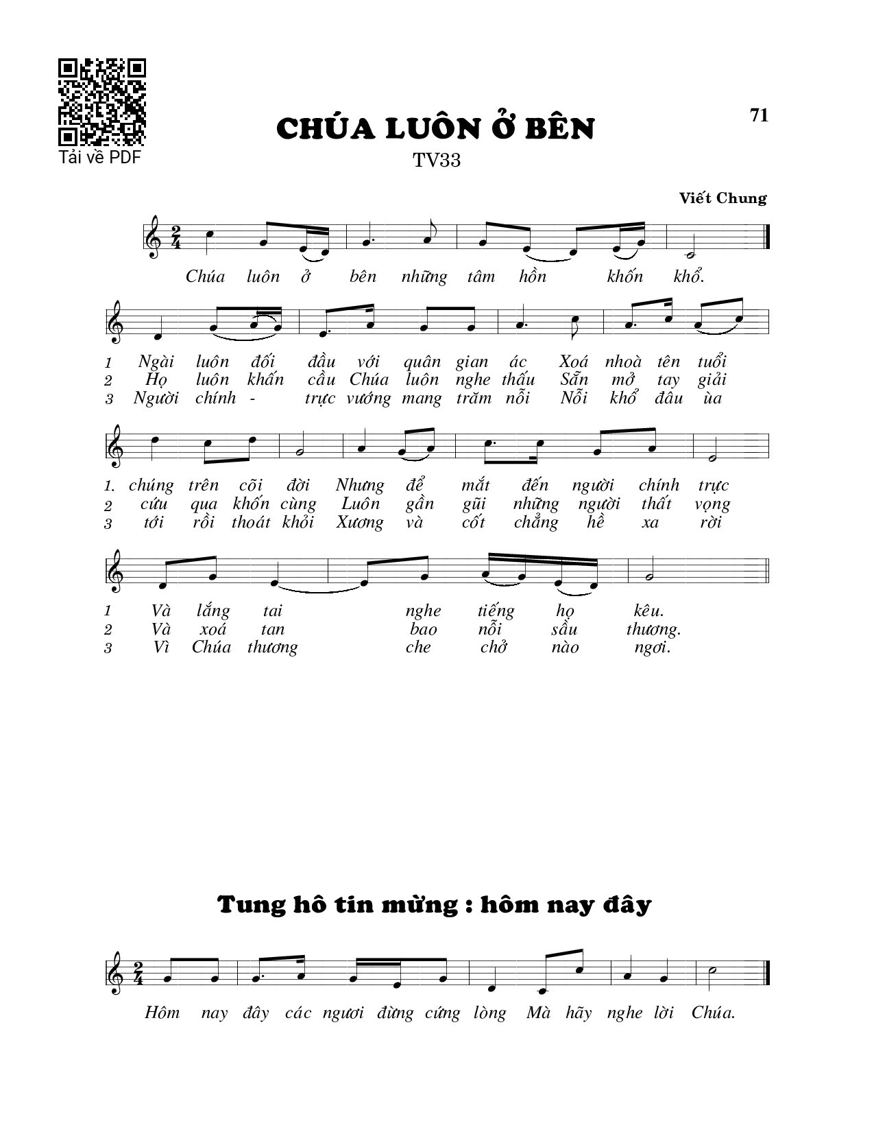 Page 1 of Sheet music PDF Chúa luôn ở bên - Viết Chung