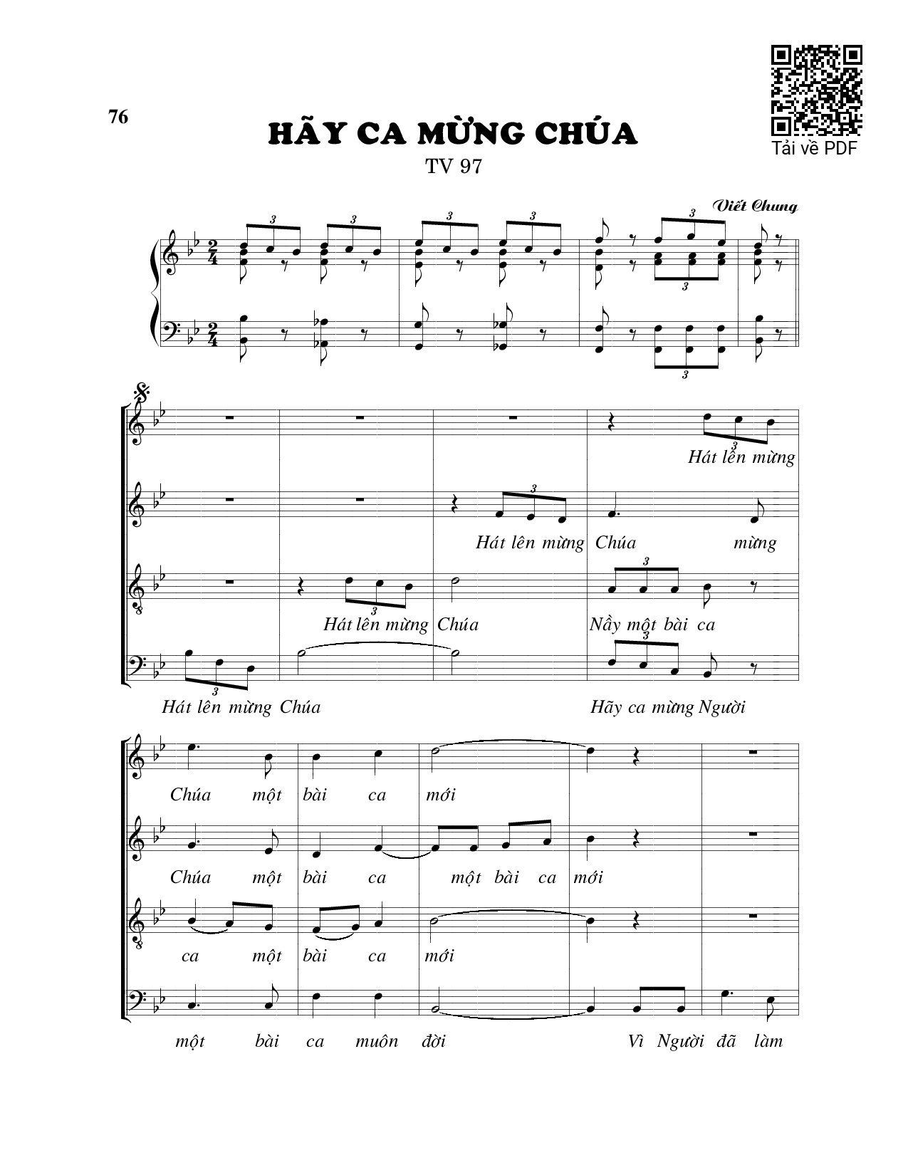 Page 1 of Sheet music PDF Hãy ca mừng Chúa - Viết Chung