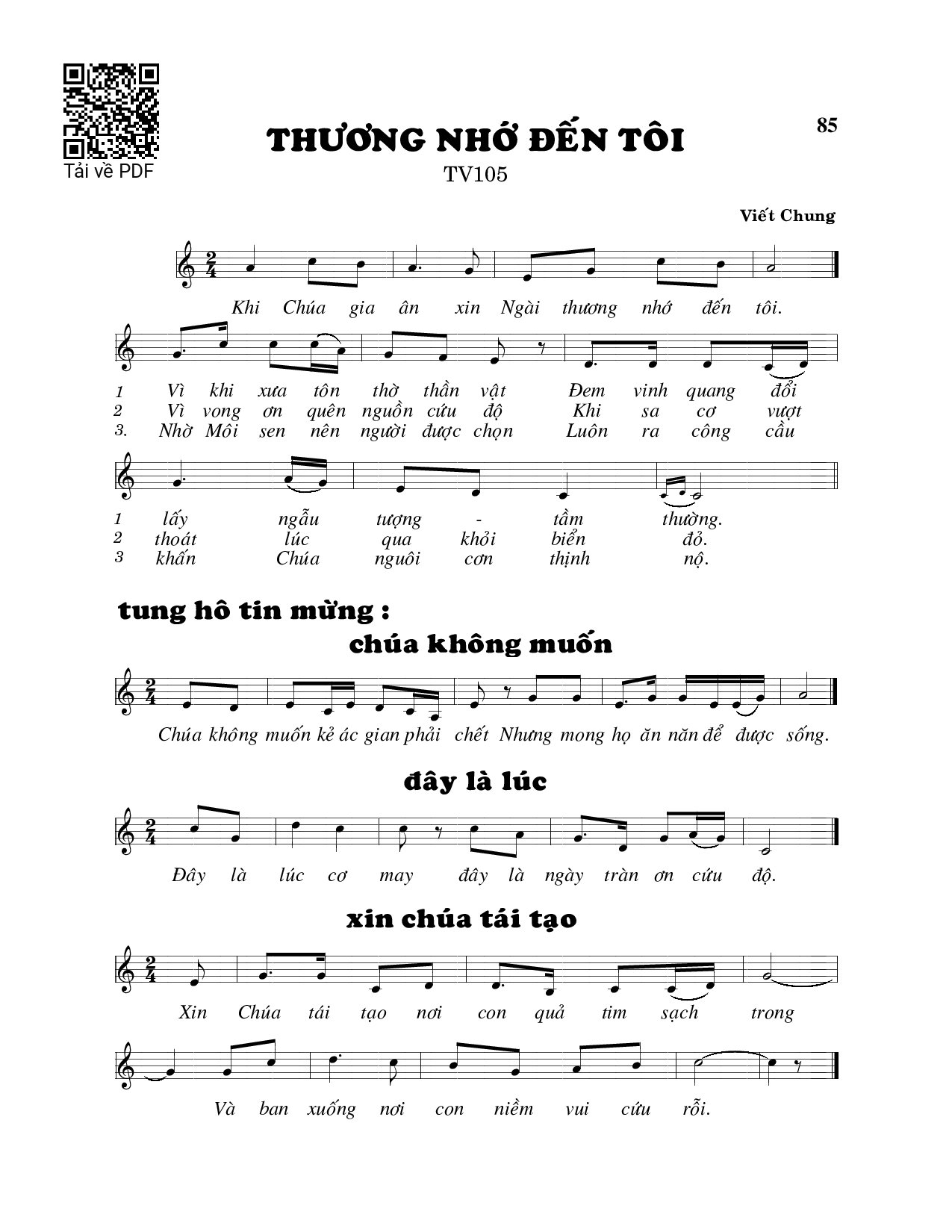 Sheet PDF of Thương nhớ đến tôi