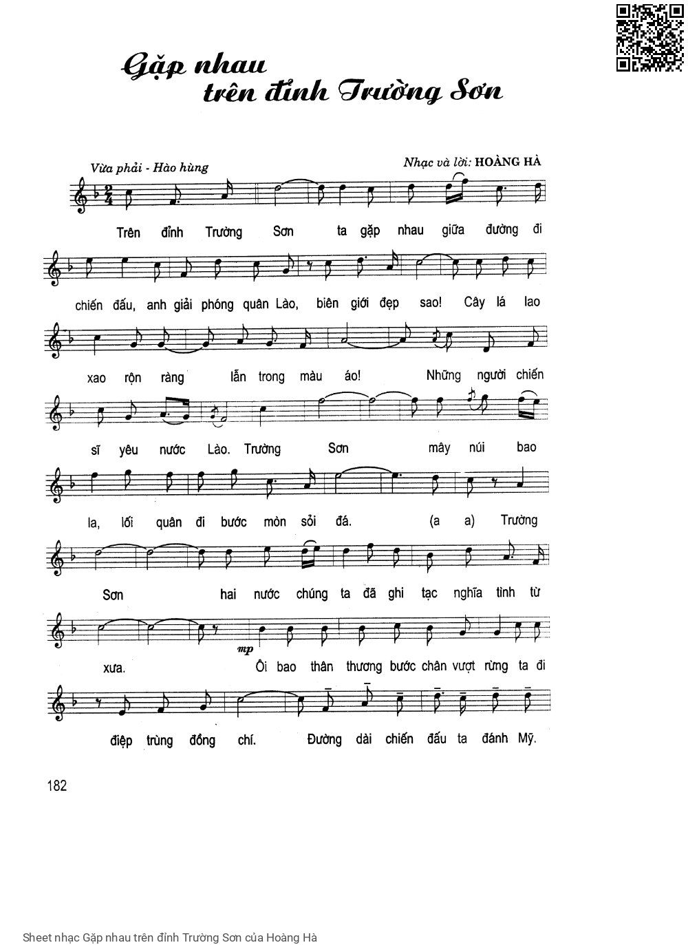 Sheet PDF of Gặp nhau trên đỉnh Trường Sơn