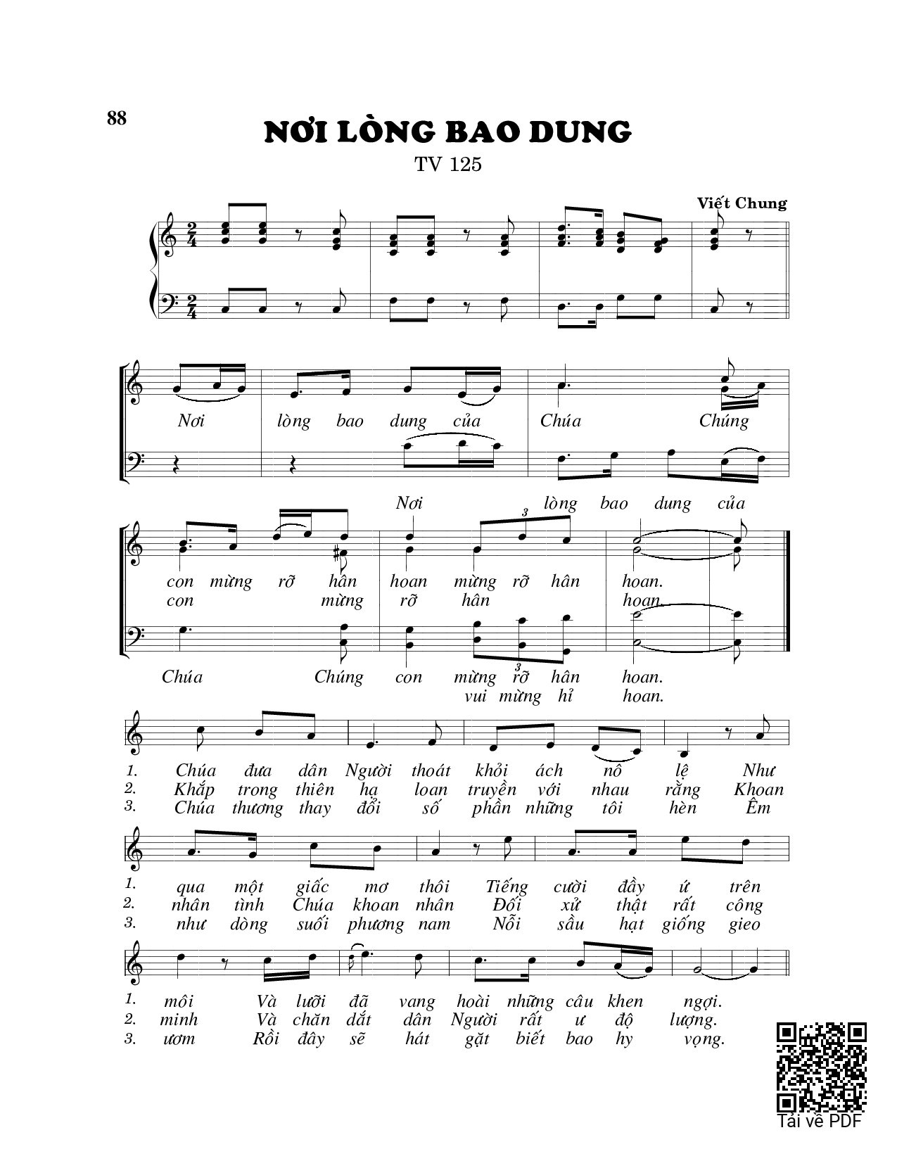 Sheet PDF of Nơi lòng bao dung