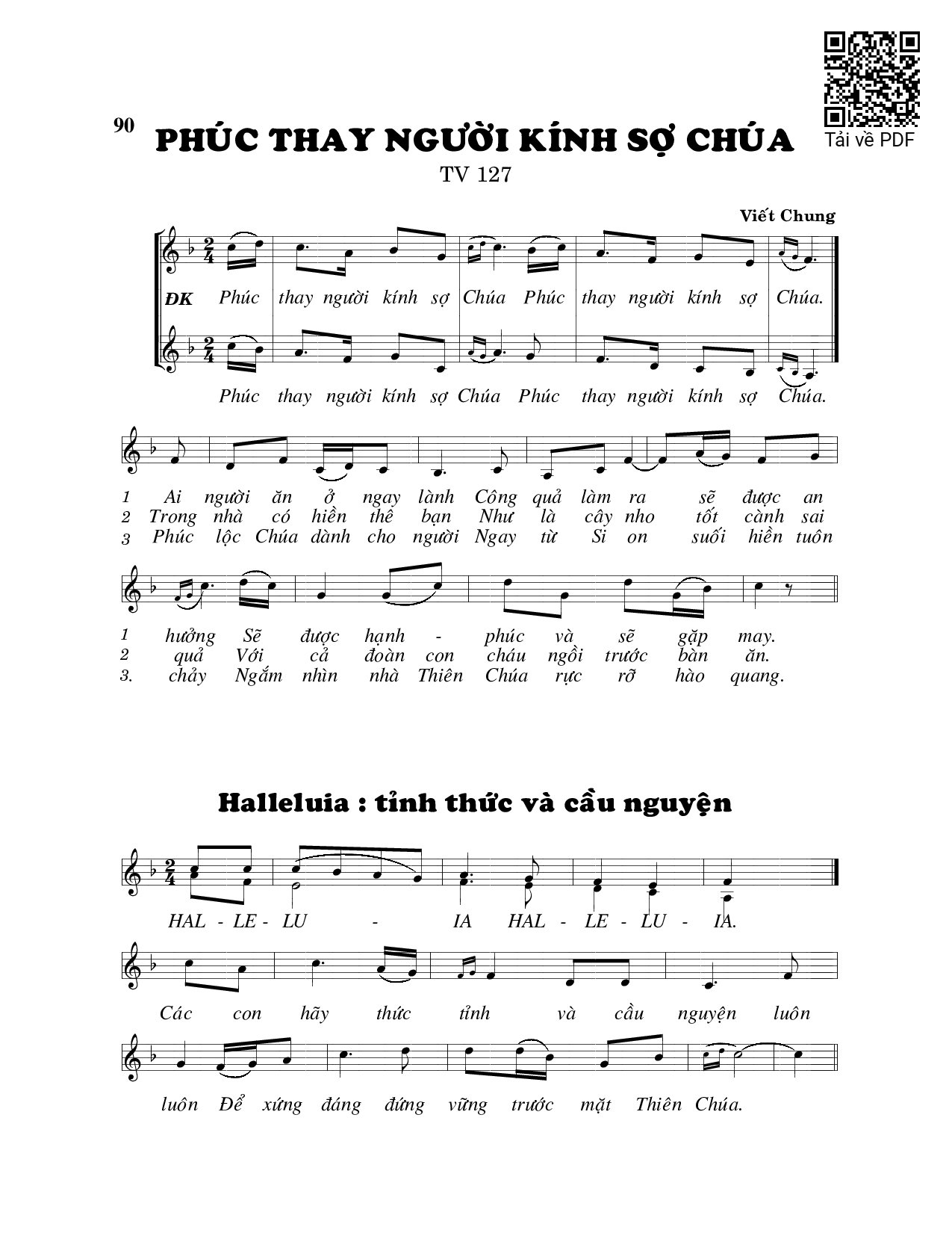 Sheet PDF of Phúc thay người kính sợ Chúa