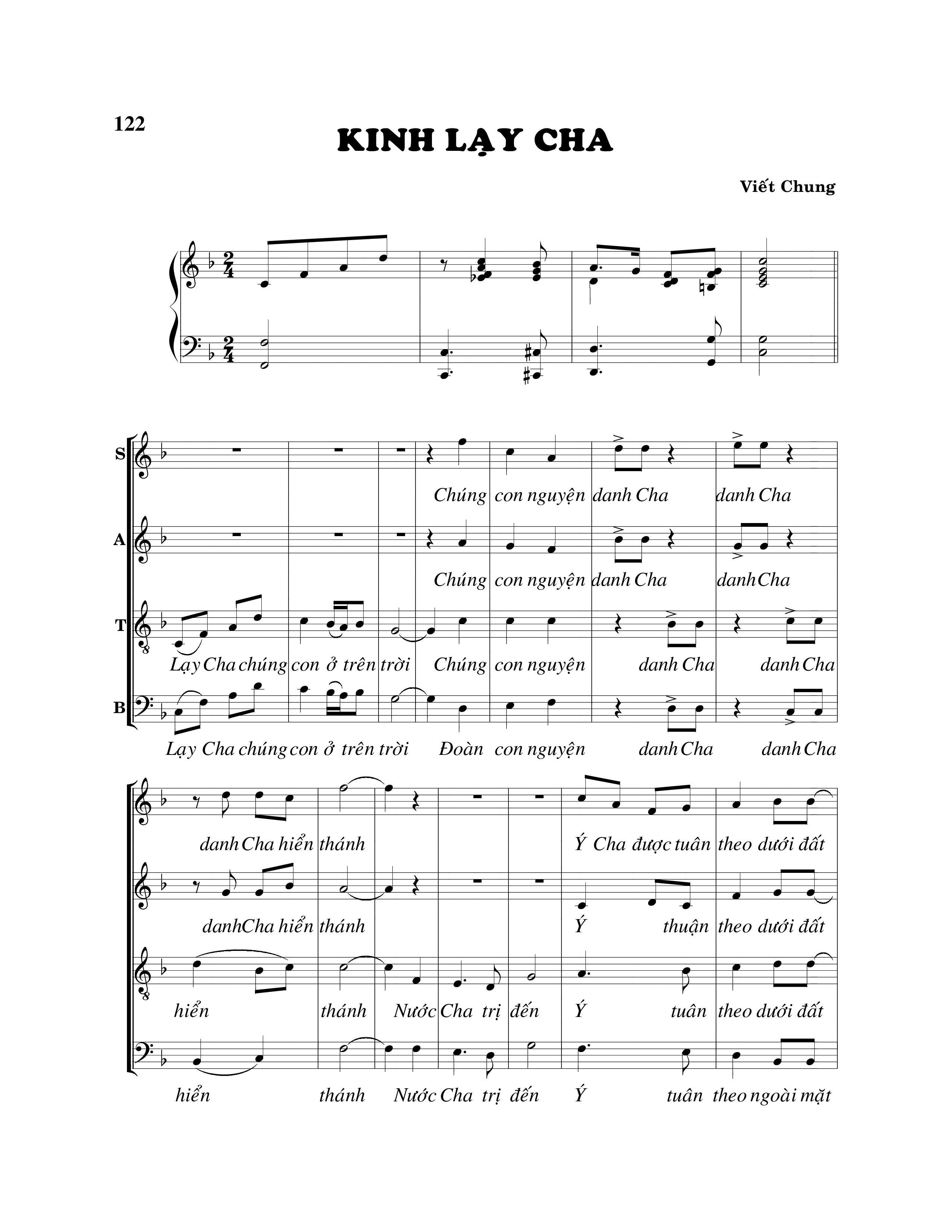 Page 1 of Sheet music PDF Kinh Lạy Cha - Viết Chung