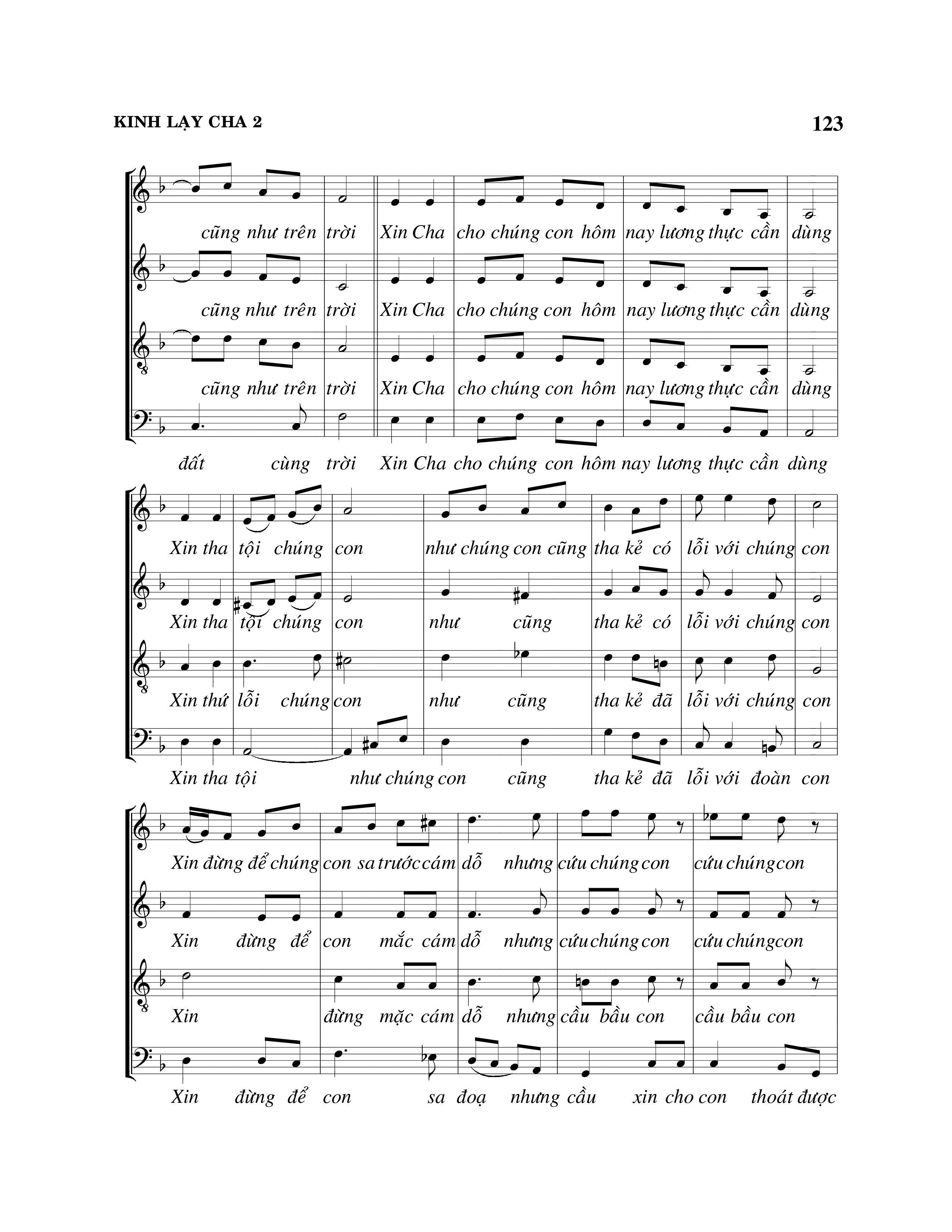 Page 2 of Sheet music PDF Kinh Lạy Cha - Viết Chung