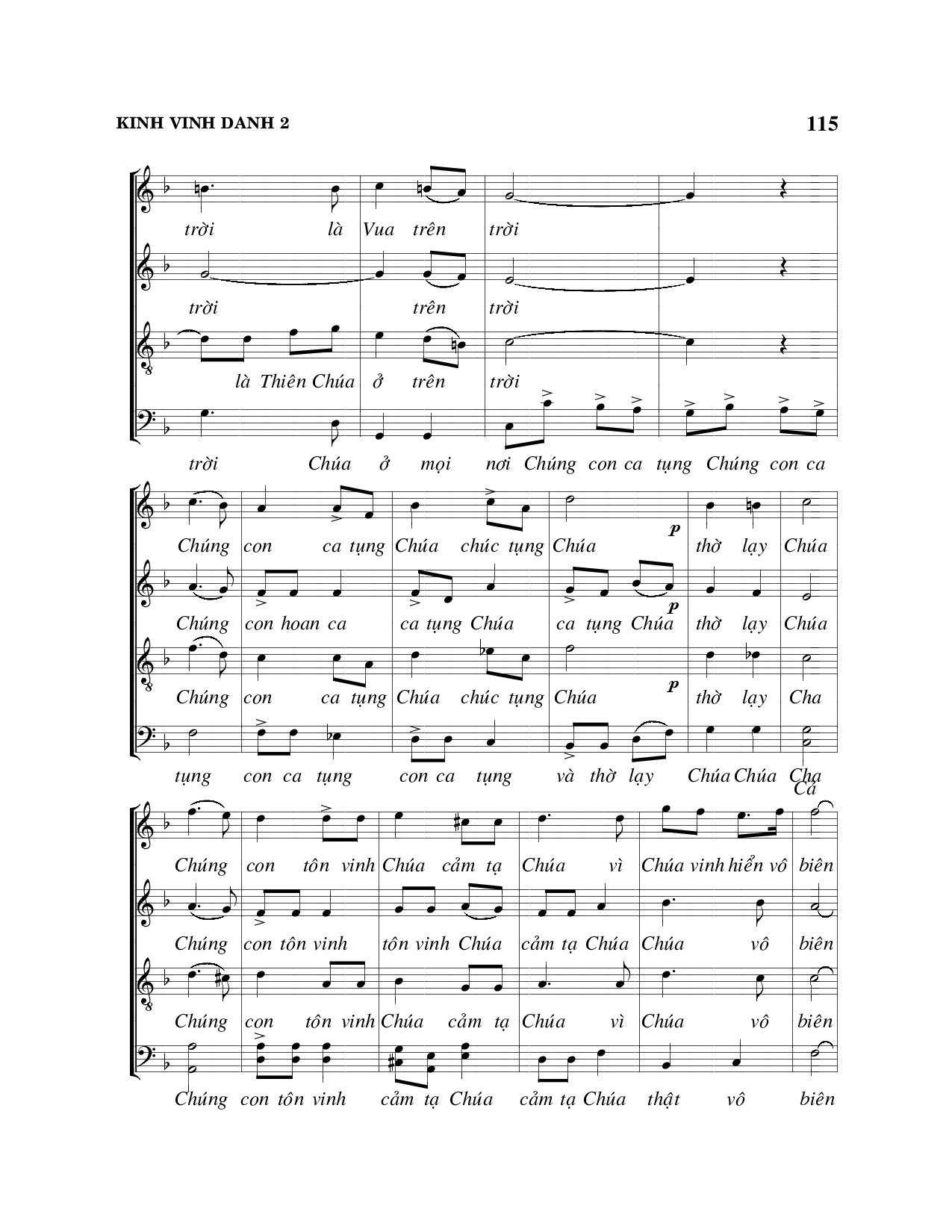 Page 2 of Sheet music PDF Kinh vinh danh - Viết Chung