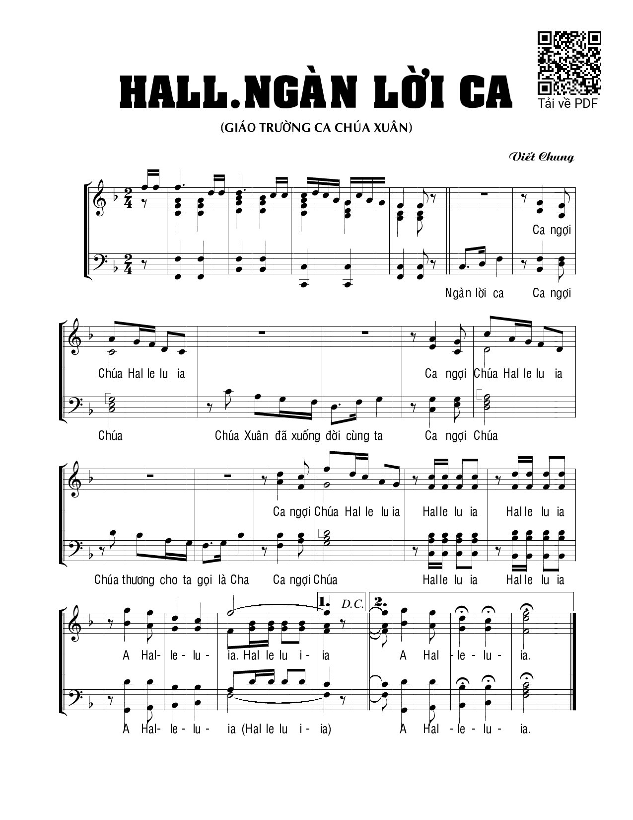Sheet PDF of Alleluia Ngàn lời ca