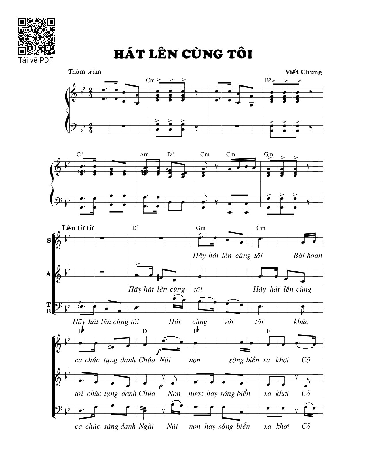 Sheet PDF of Hát lên cùng tôi
