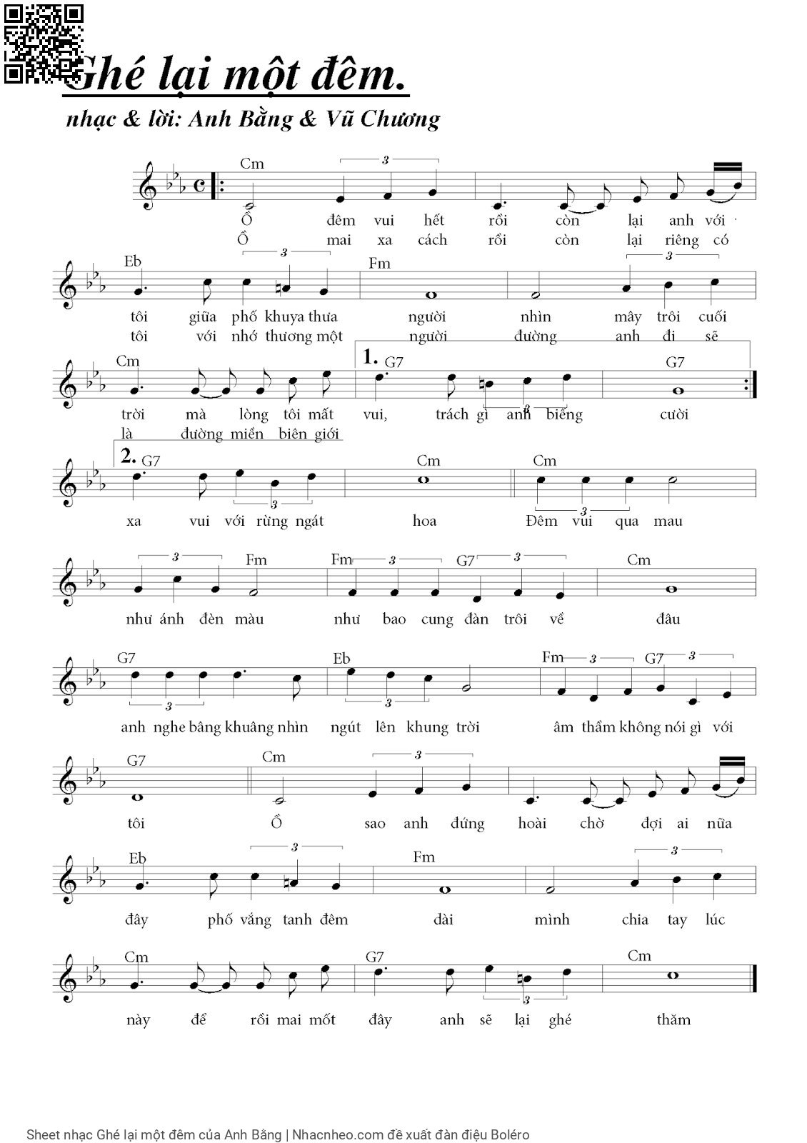 Sheet PDF of Ghé lại một đêm