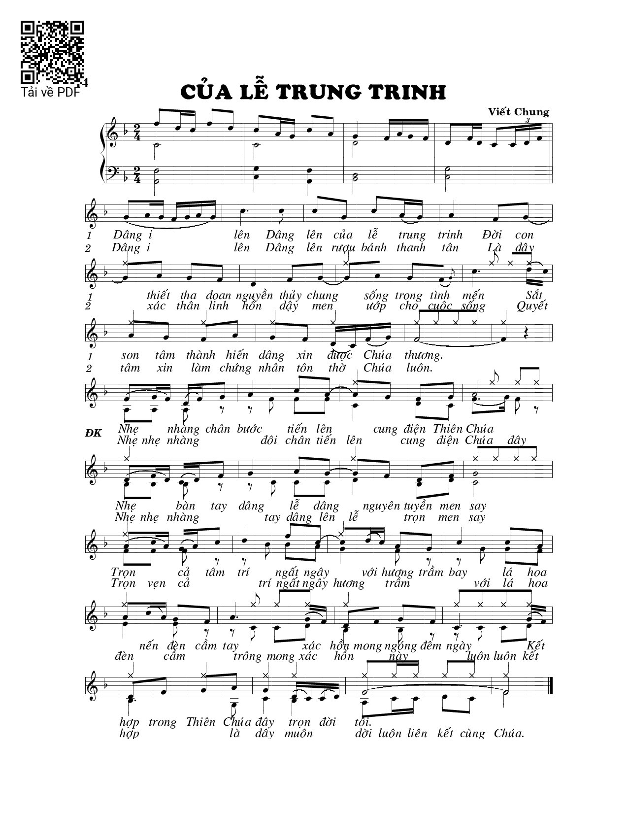 Sheet PDF of Của lễ trung trinh