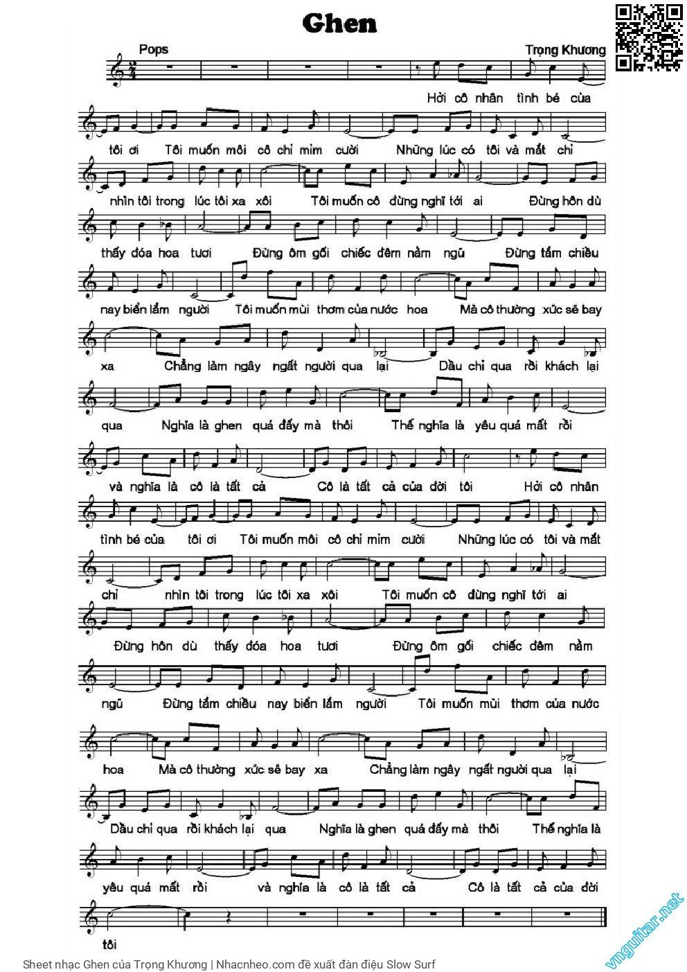 Sheet PDF of Ghen - Trọng Khương