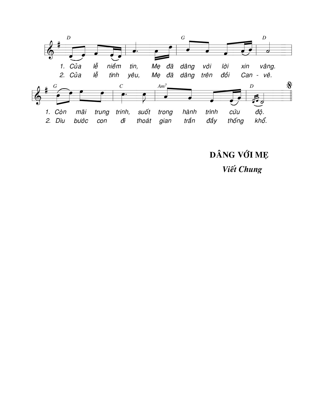 Page 2 of Sheet music PDF Dâng với Mẹ - Viết Chung