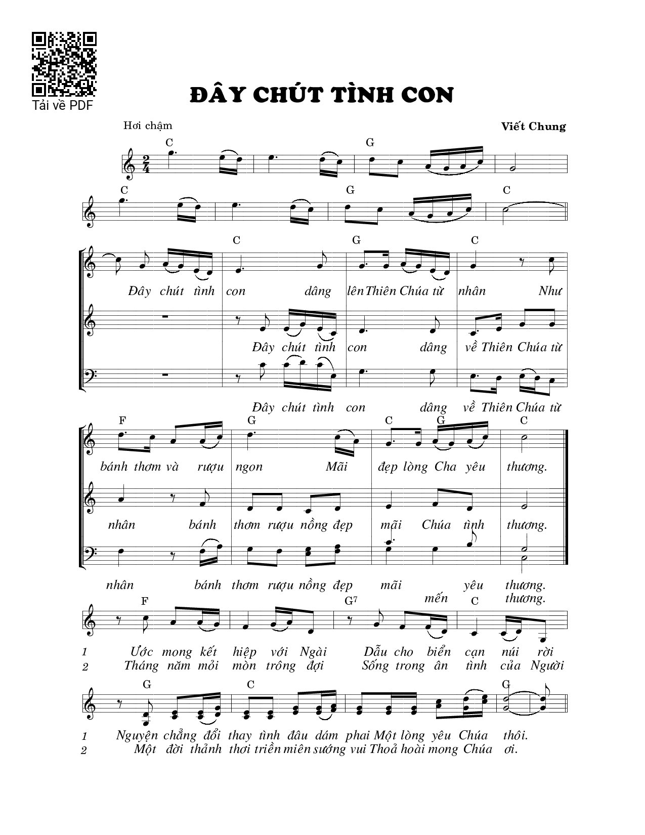 Sheet PDF of Đây chút tình con