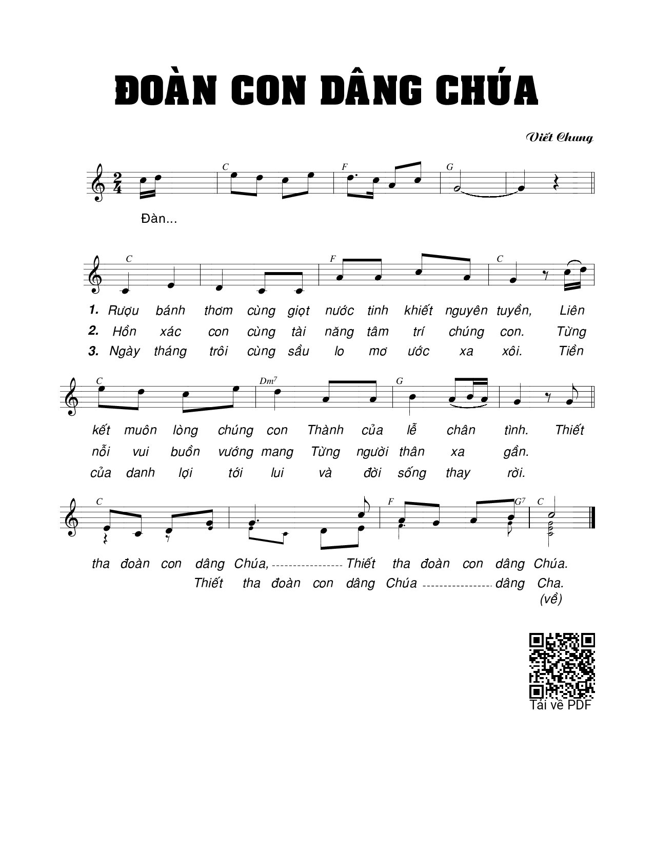 Page 1 of Sheet music PDF Đoàn con dâng Chúa - Viết Chung