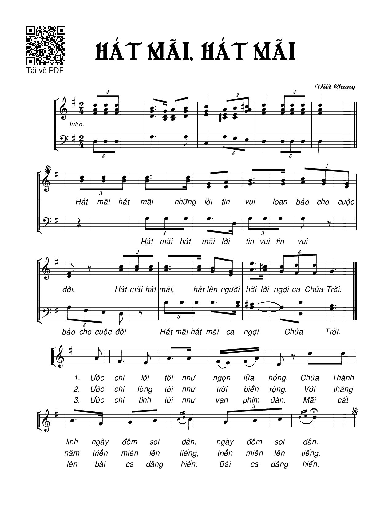 Sheet PDF of Hát mãi hát mãi