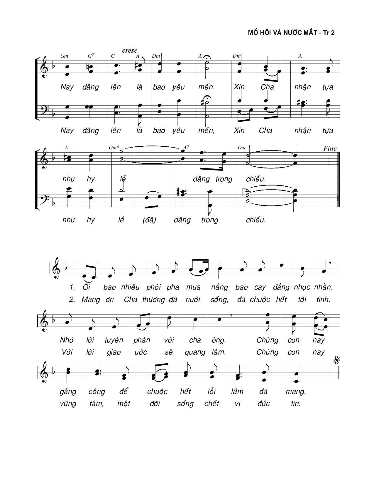 Page 2 of Sheet music PDF Mồ hôi và nước mắt - Viết Chung
