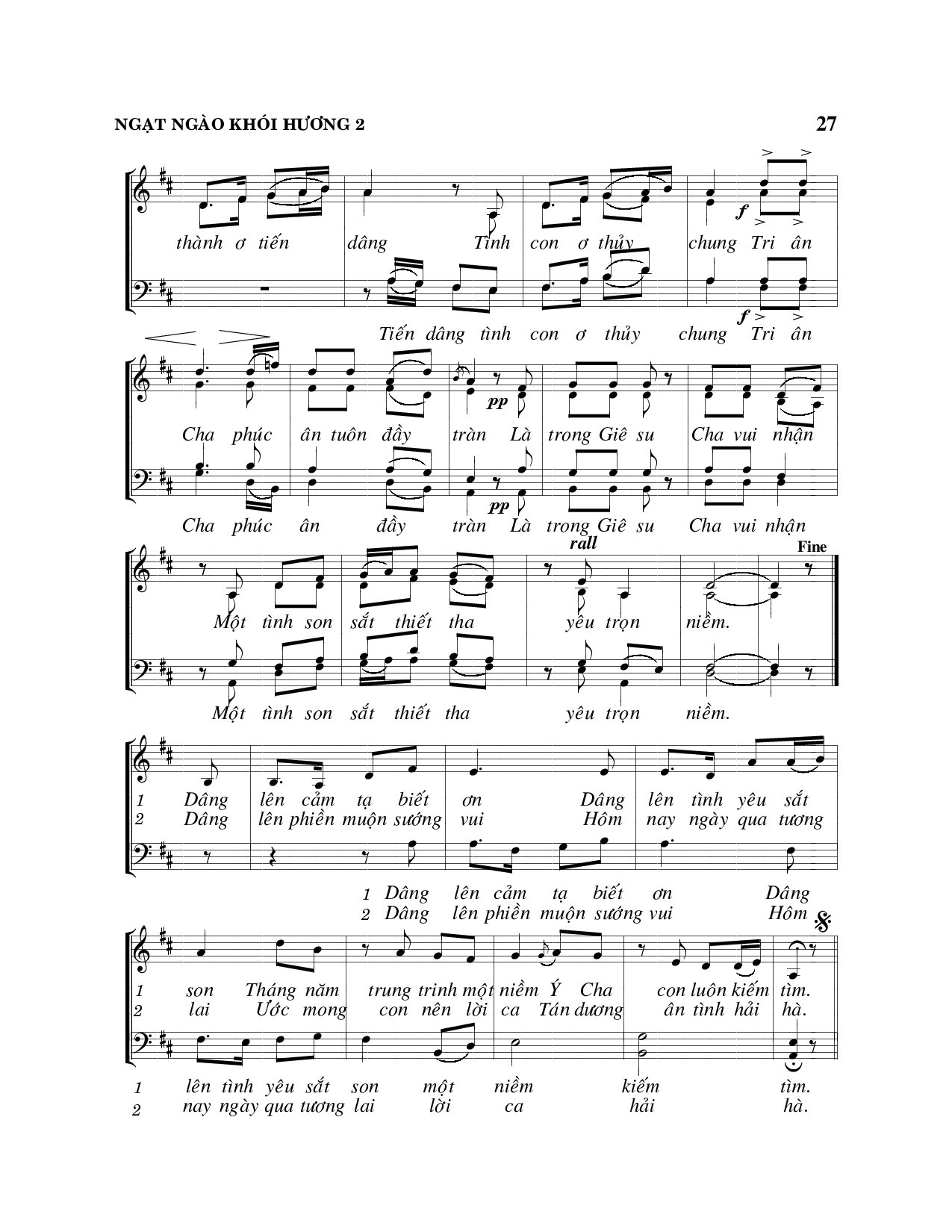 Page 2 of Sheet music PDF Ngạt ngào khói hương - Viết Chung