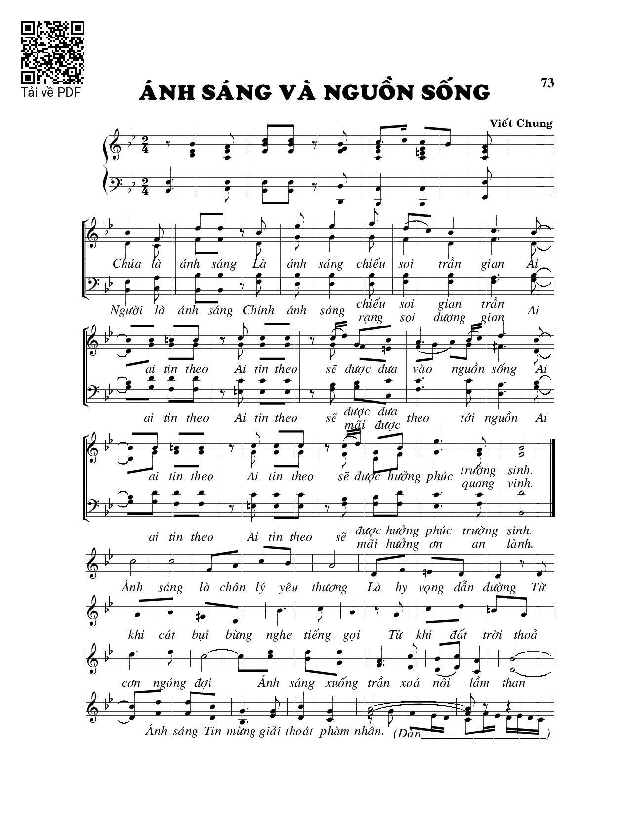 Sheet PDF of Ánh sáng và nguồn sống