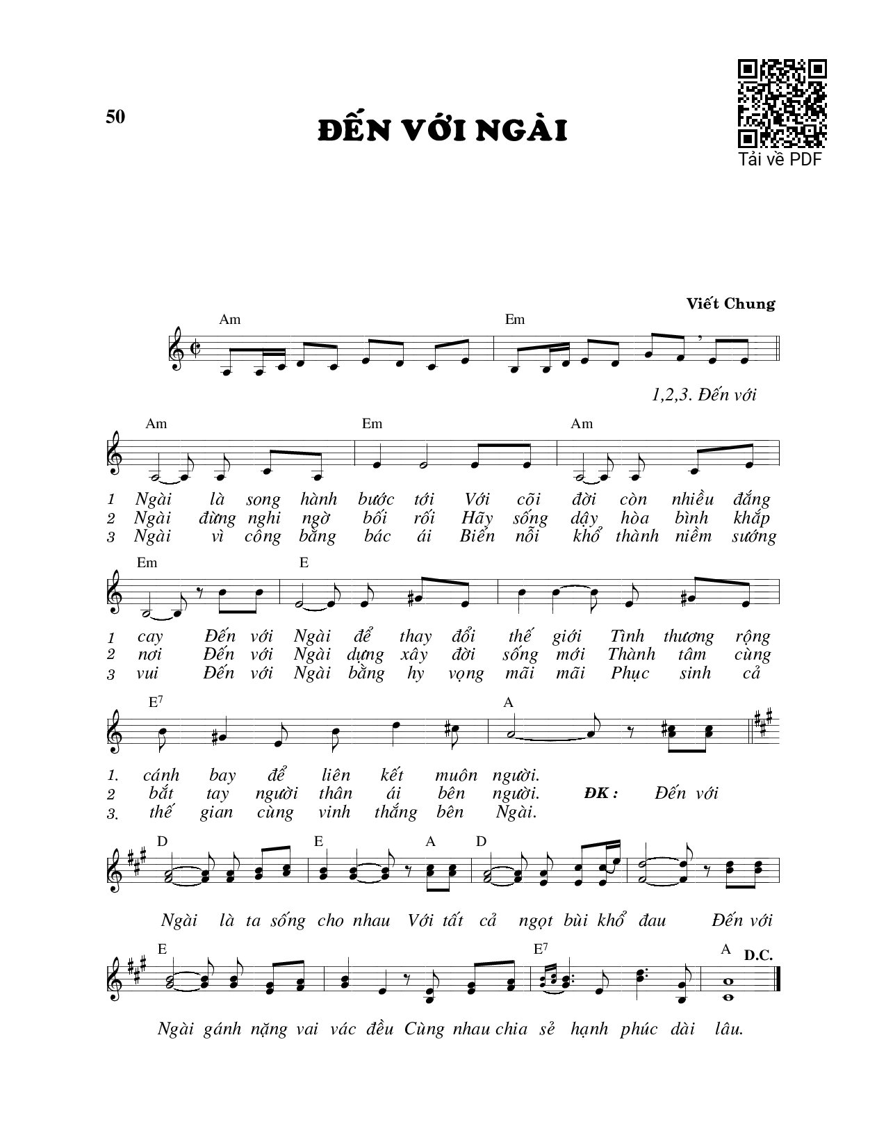 Page 1 of Sheet music PDF Đến với Ngài - Viết Chung