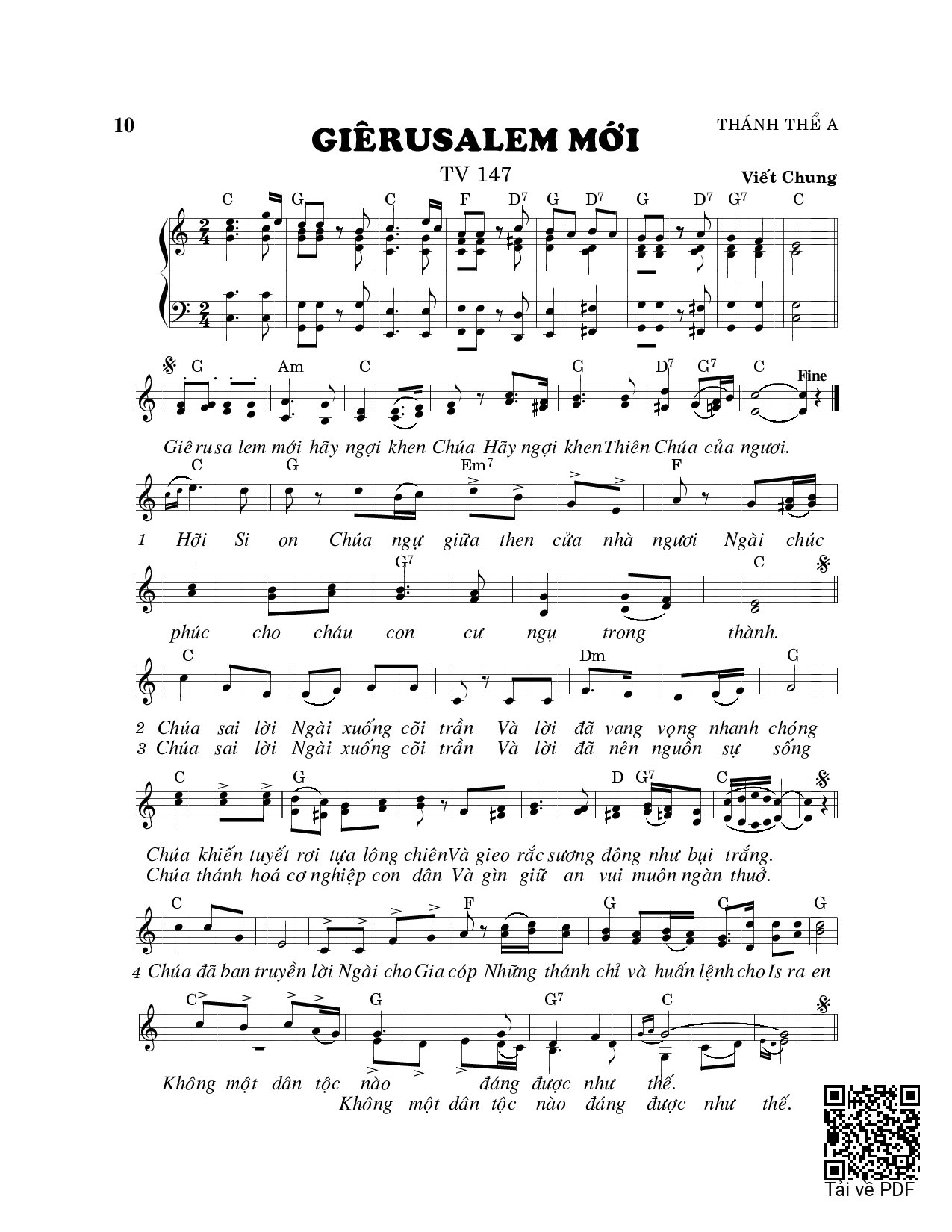 Page 1 of Sheet music PDF Giêrusalem mới - Viết Chung