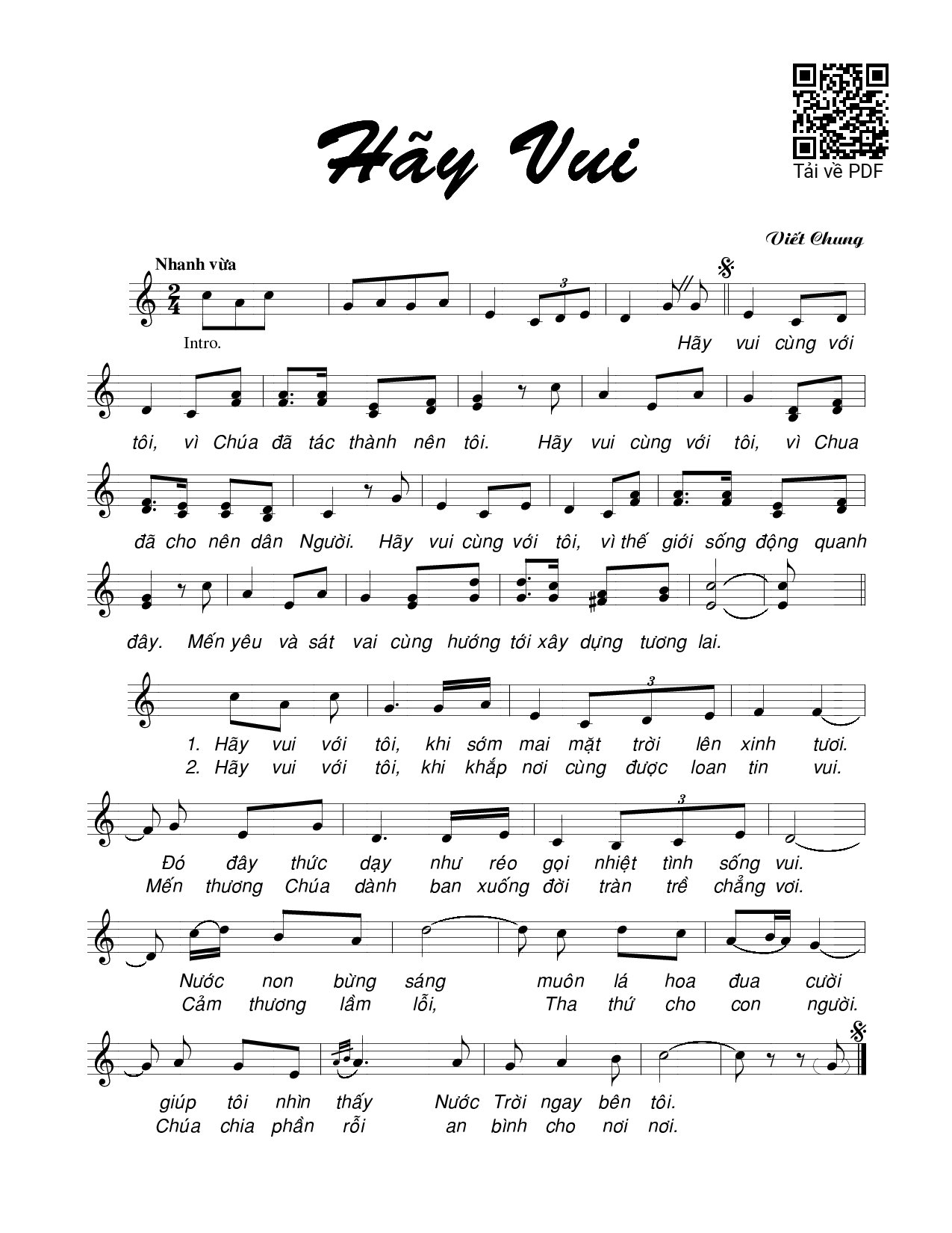 Page 1 of Sheet music PDF Hãy vui - Viết Chung