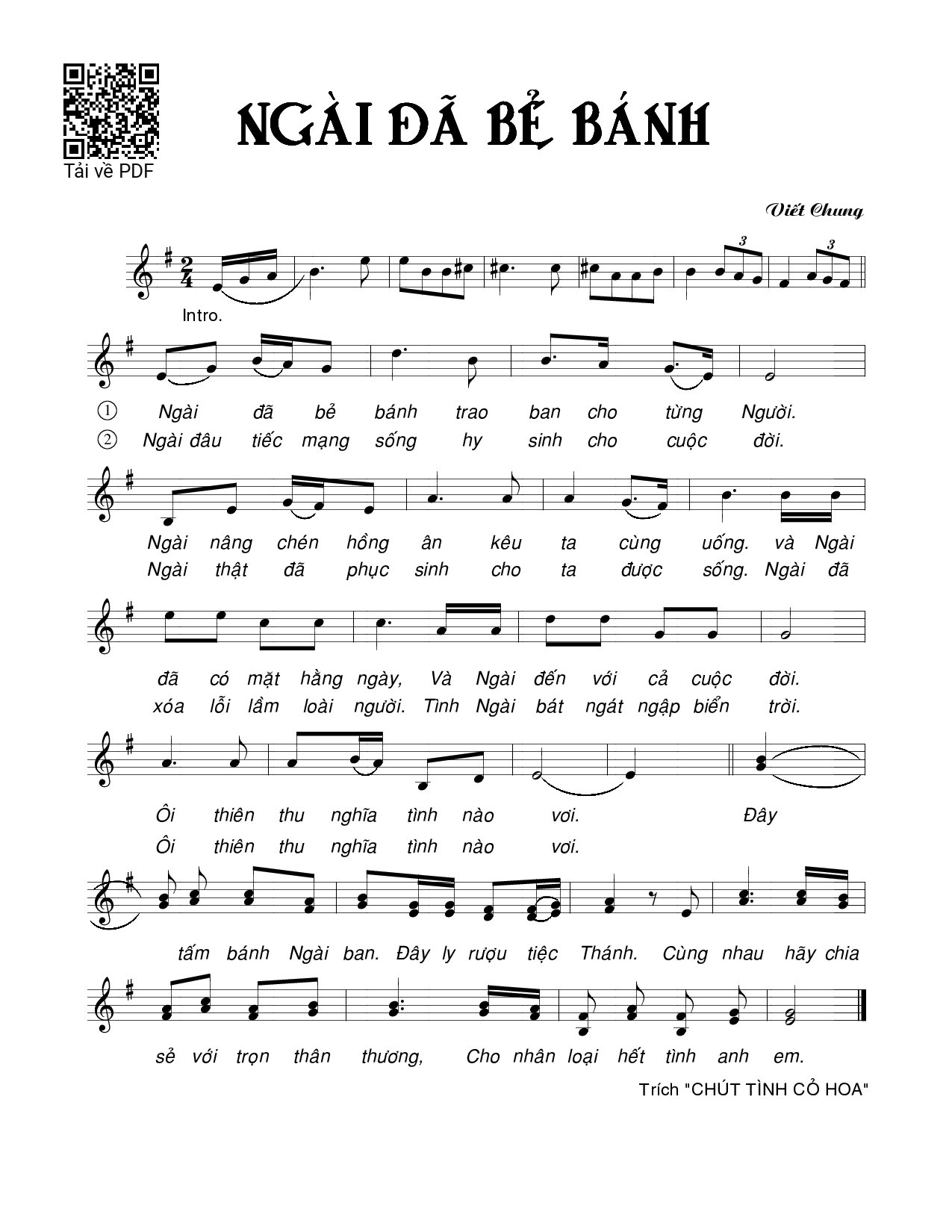 Page 1 of Sheet music PDF Ngài đã bẻ bánh - Viết Chung