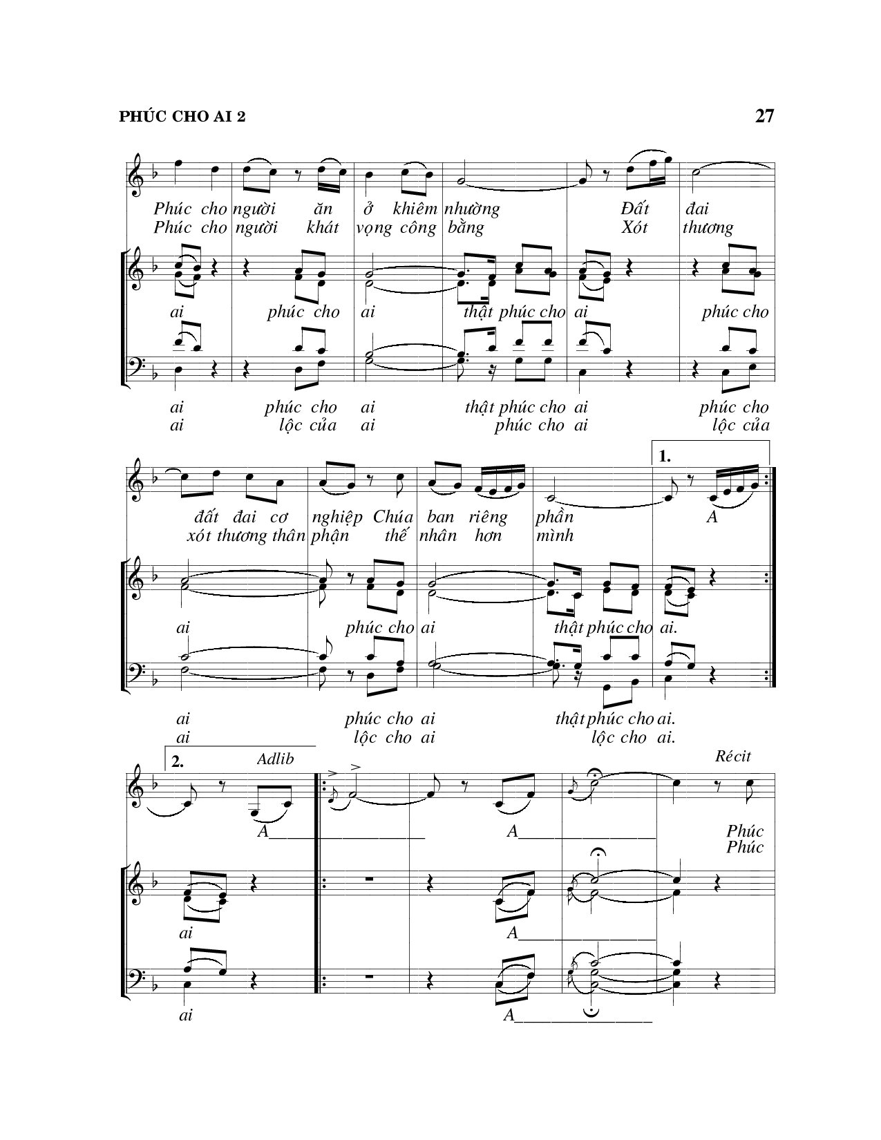 Page 2 of Sheet music PDF Phúc cho ai - Viết Chung