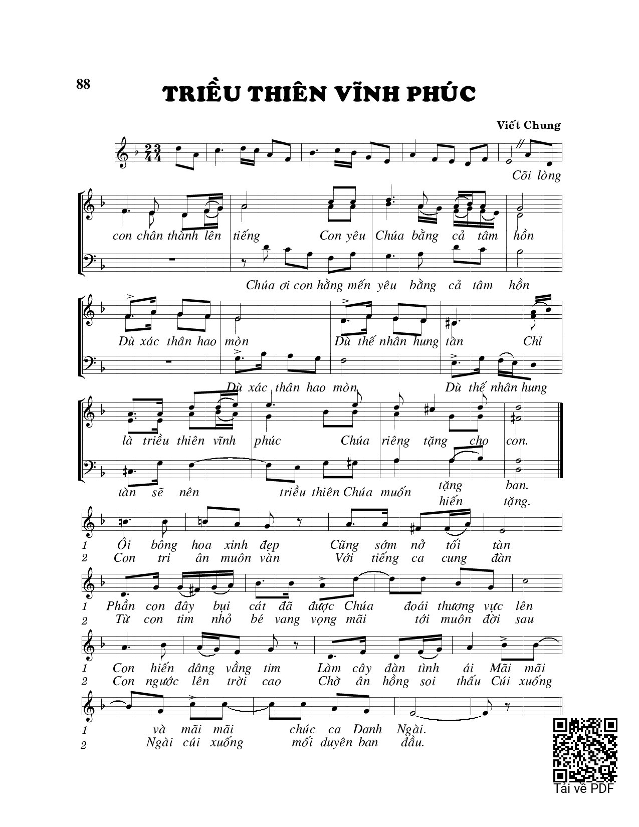 Page 1 of Sheet music PDF Triều thiên vĩnh phúc - Viết Chung