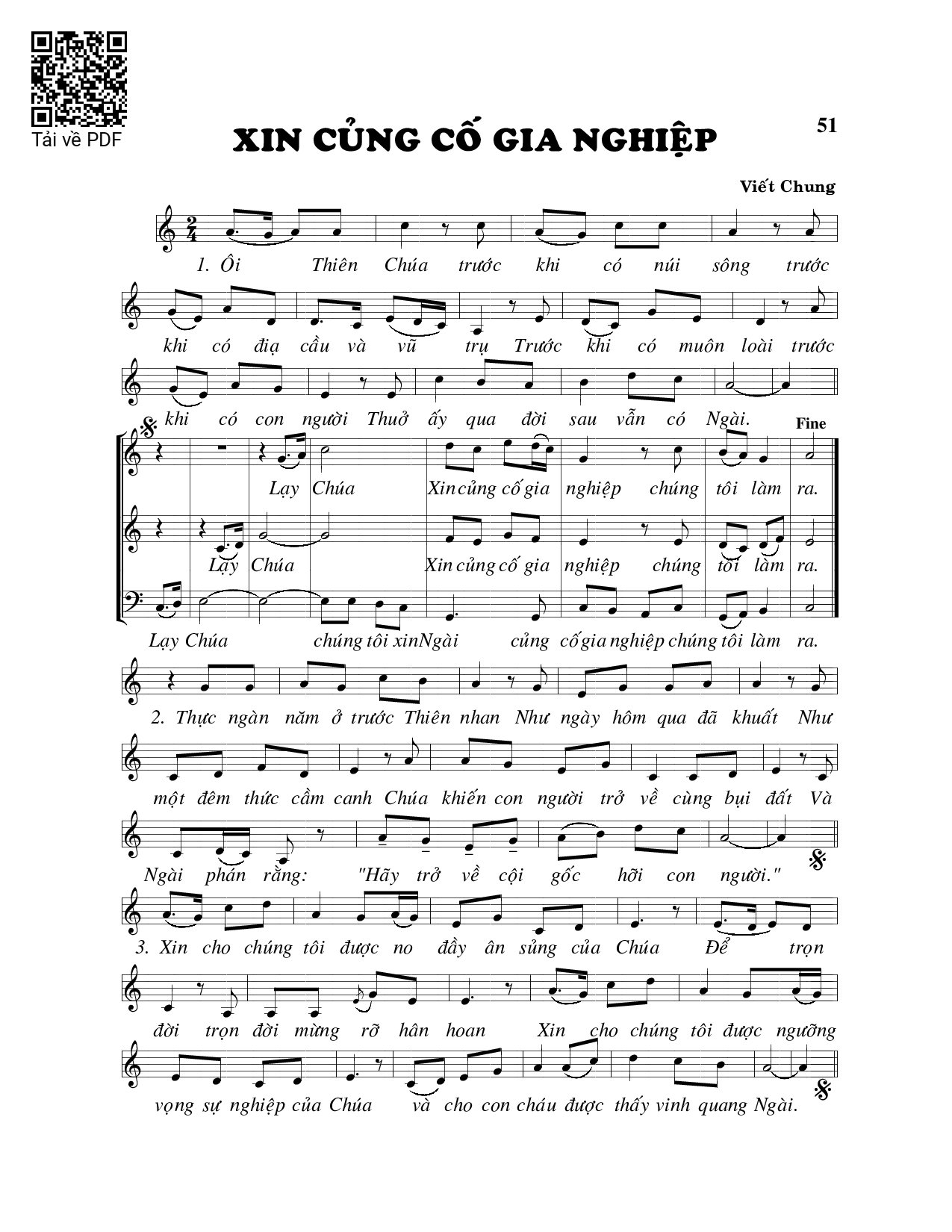 Page 1 of Sheet music PDF Xin củng cố gia nghiệp - Viết Chung