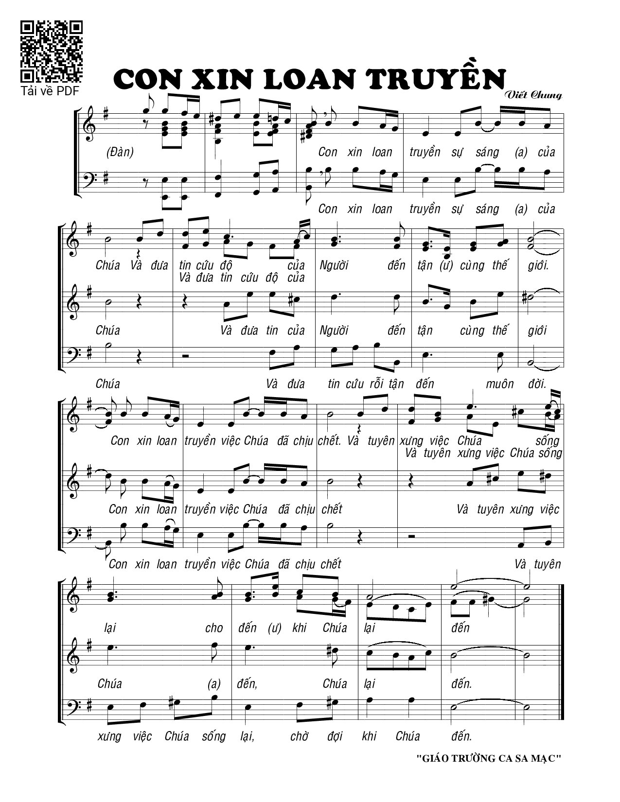 Sheet PDF of Con xin loan truyền