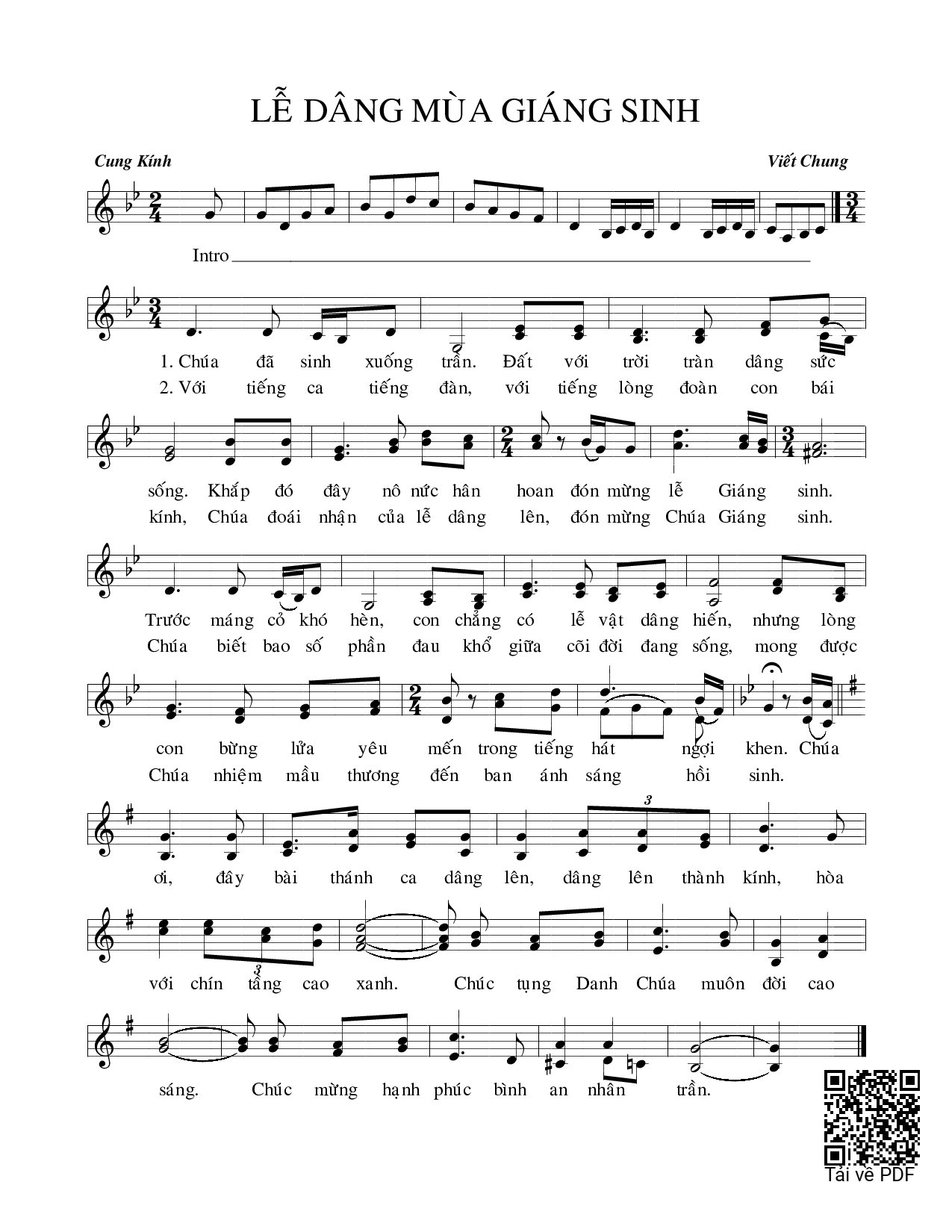 Page 1 of Sheet music PDF Lễ dâng mùa giáng sinh - Viết Chung