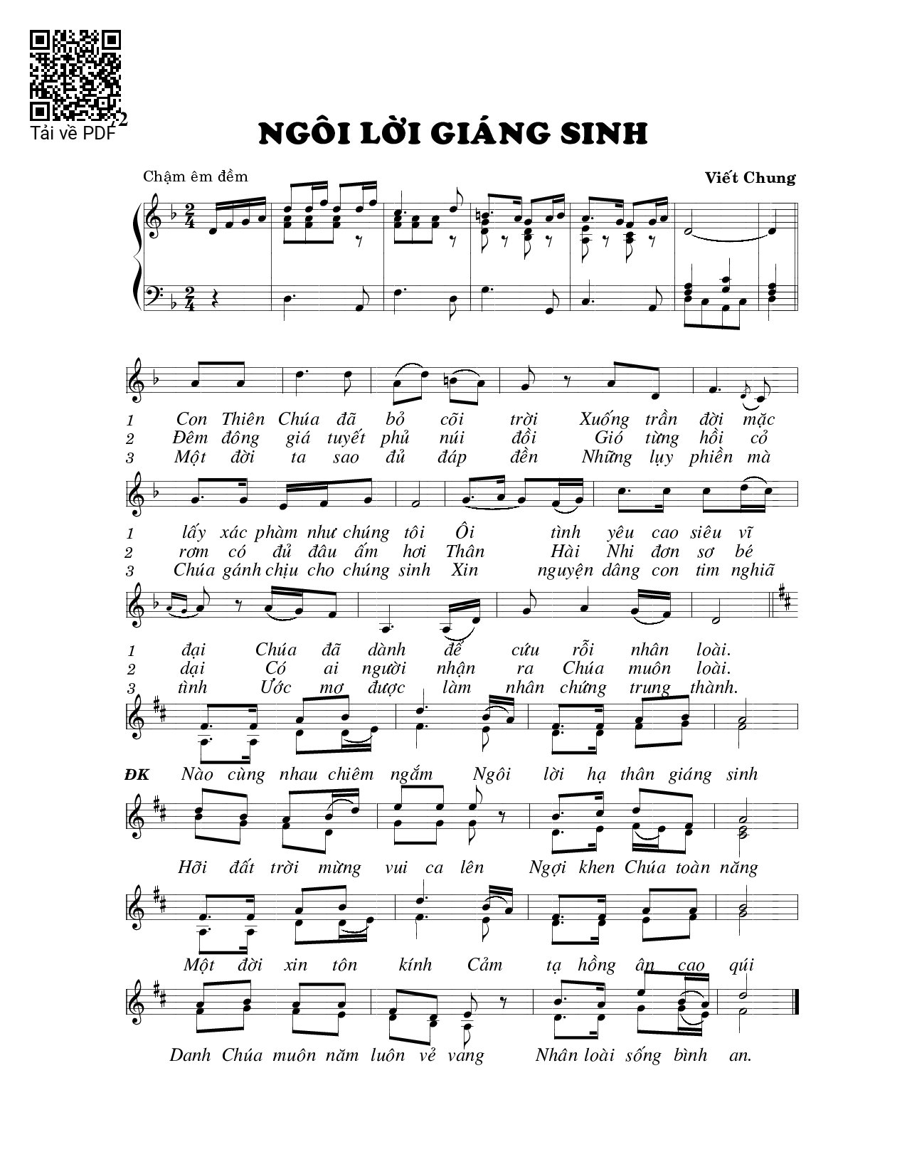 Page 1 of Sheet music PDF Ngôi Lời giáng sinh - Viết Chung