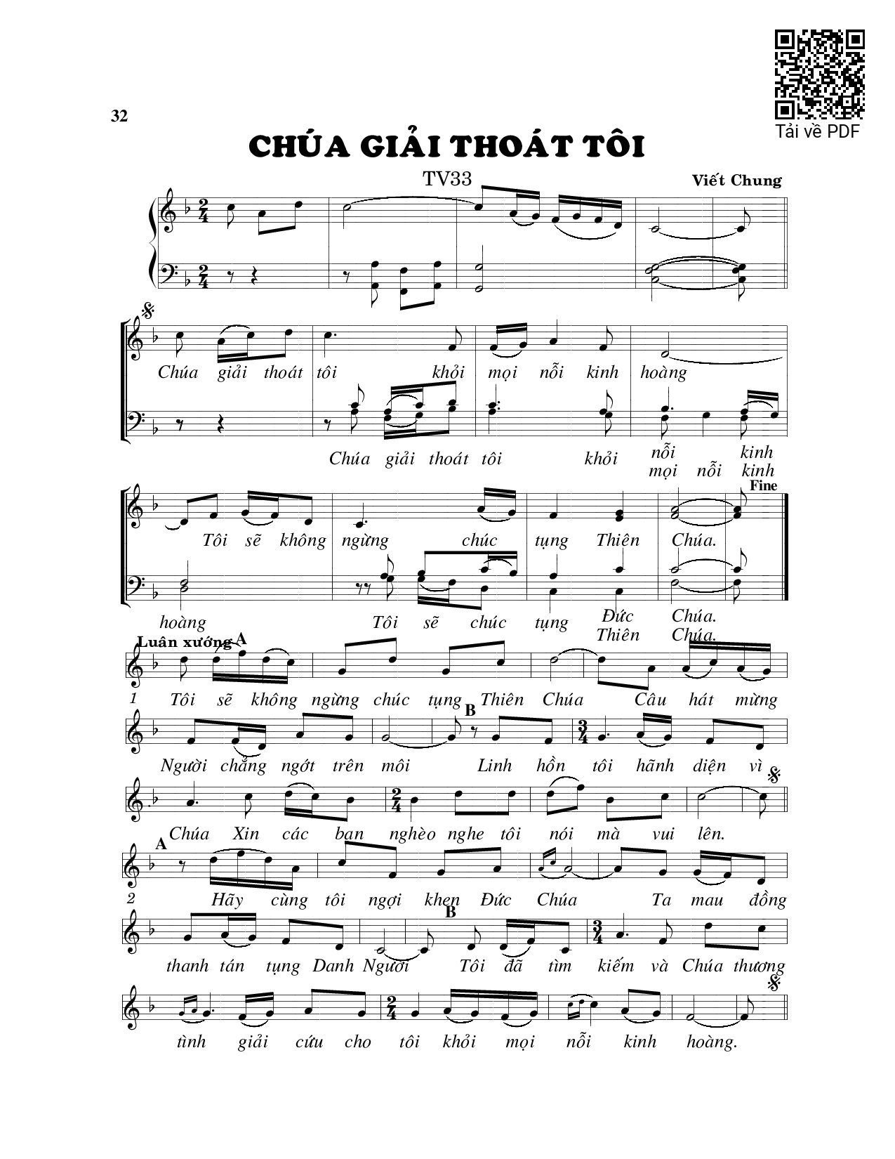 Sheet PDF of Chúa đã giải thoát