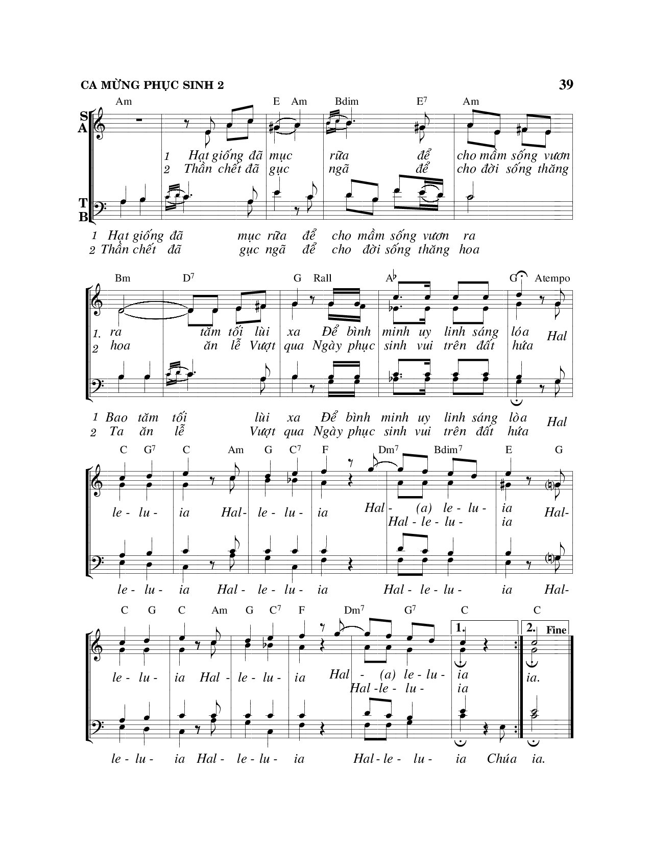 Page 2 of Sheet music PDF Ca mừng Phục Sinh - Viết Chung
