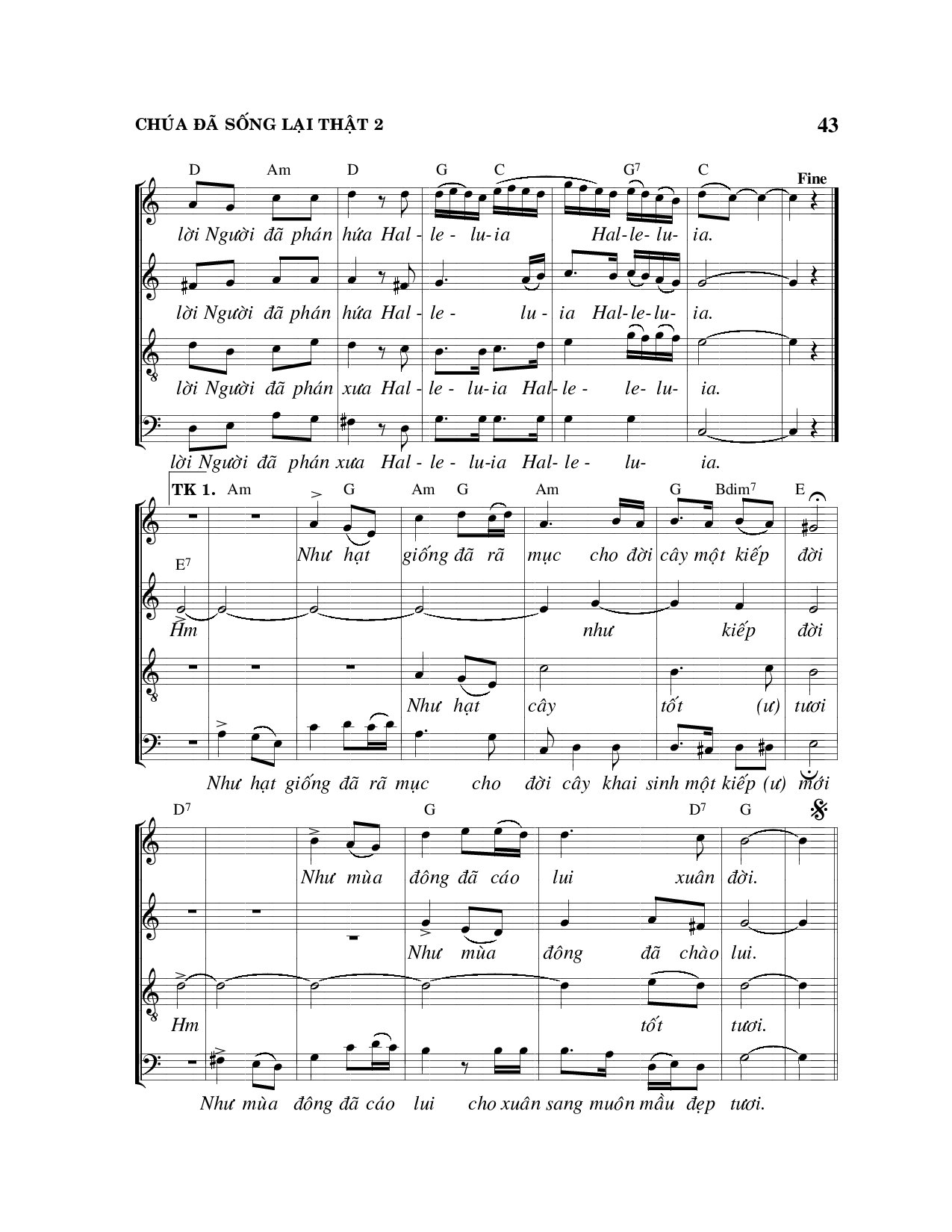 Page 2 of Sheet music PDF Chúa đã sống lại thật - Viết Chung