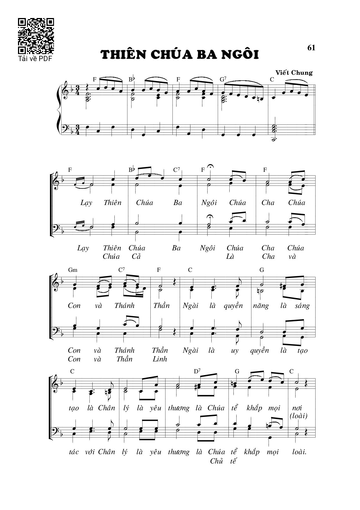 Page 1 of Sheet music PDF Thiên Chúa Ba Ngôi - Viết Chung